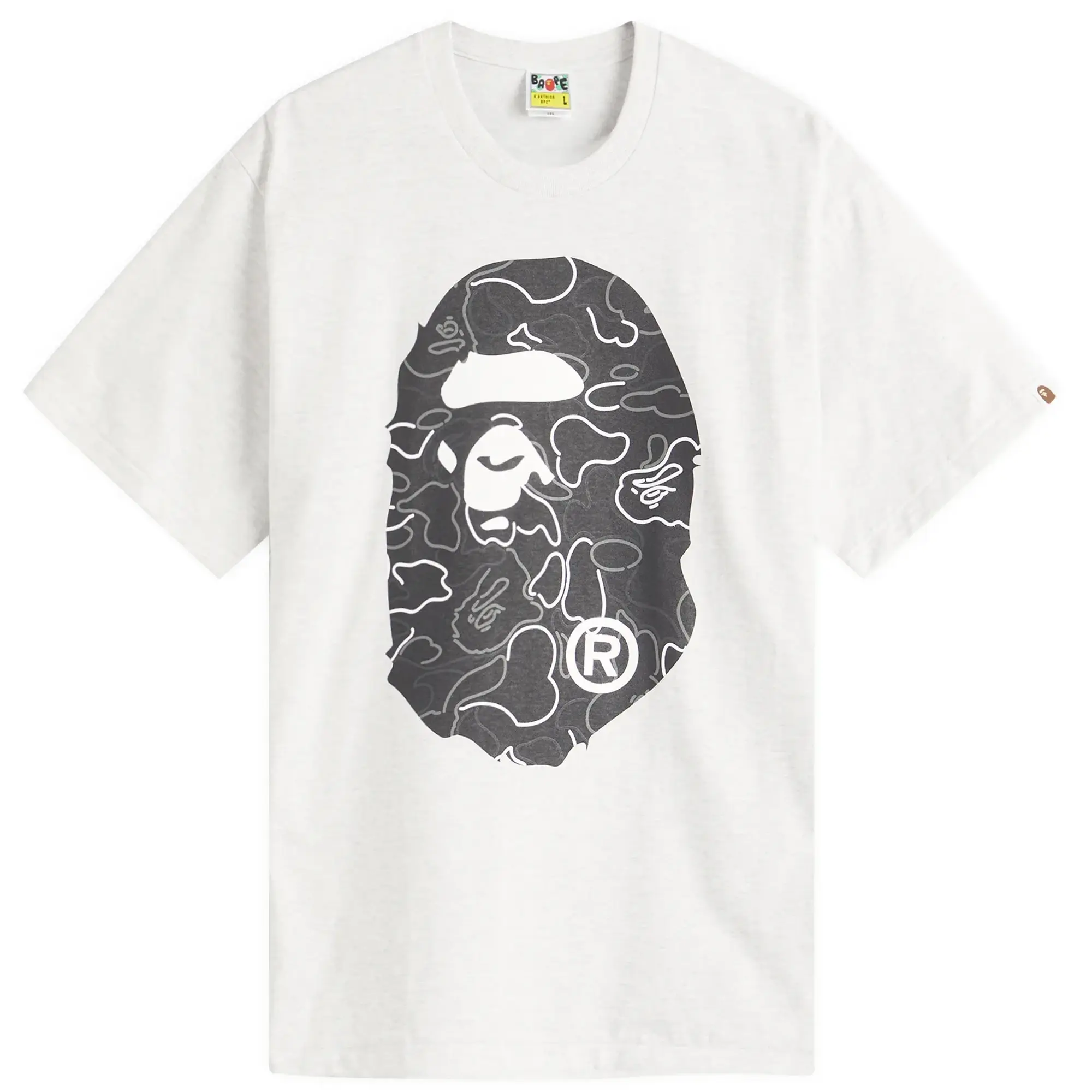 A Bathing Ape Men's Neon Camo Big Ape Head Tee Gray
