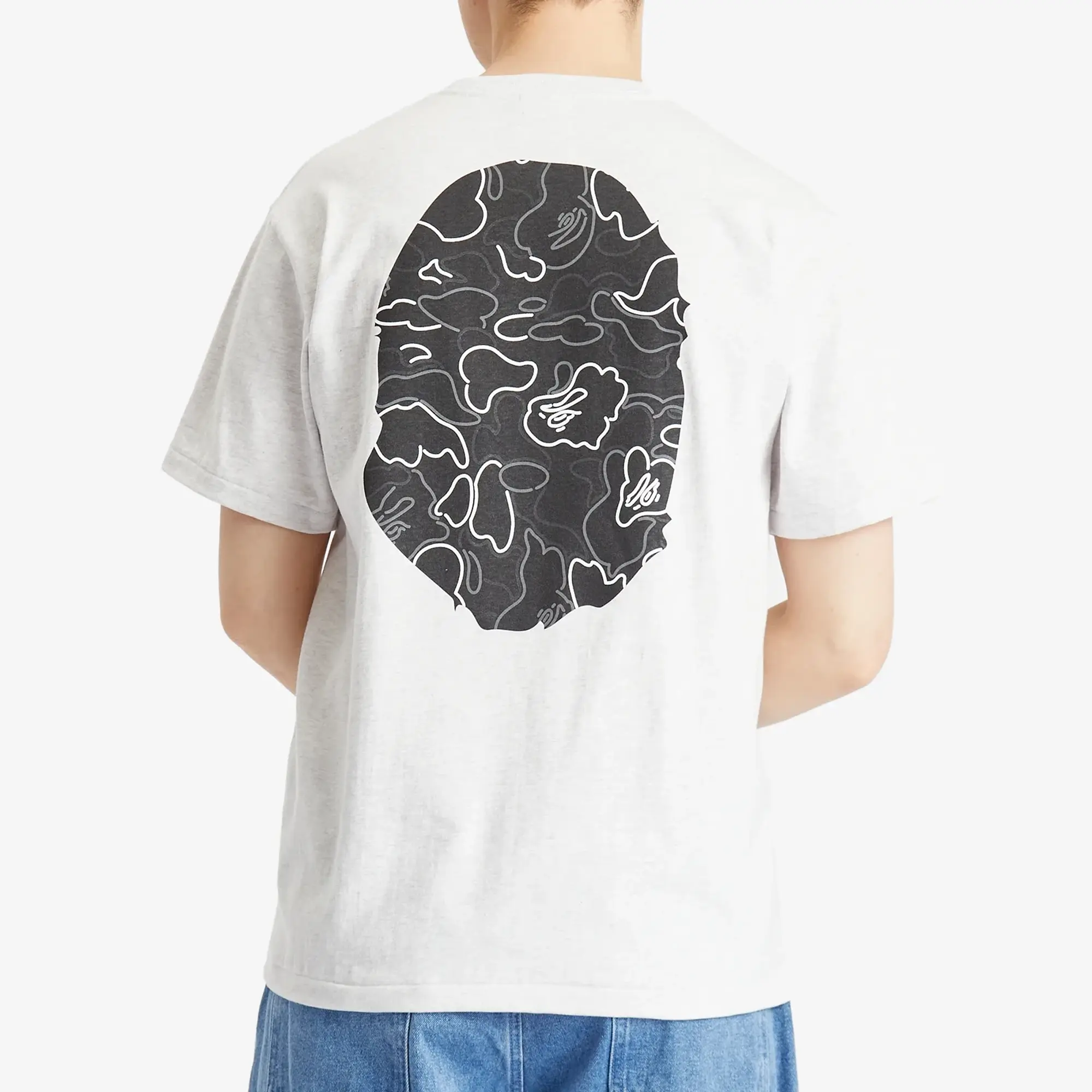 A Bathing Ape Men's Neon Camo Big Ape Head Tee Gray