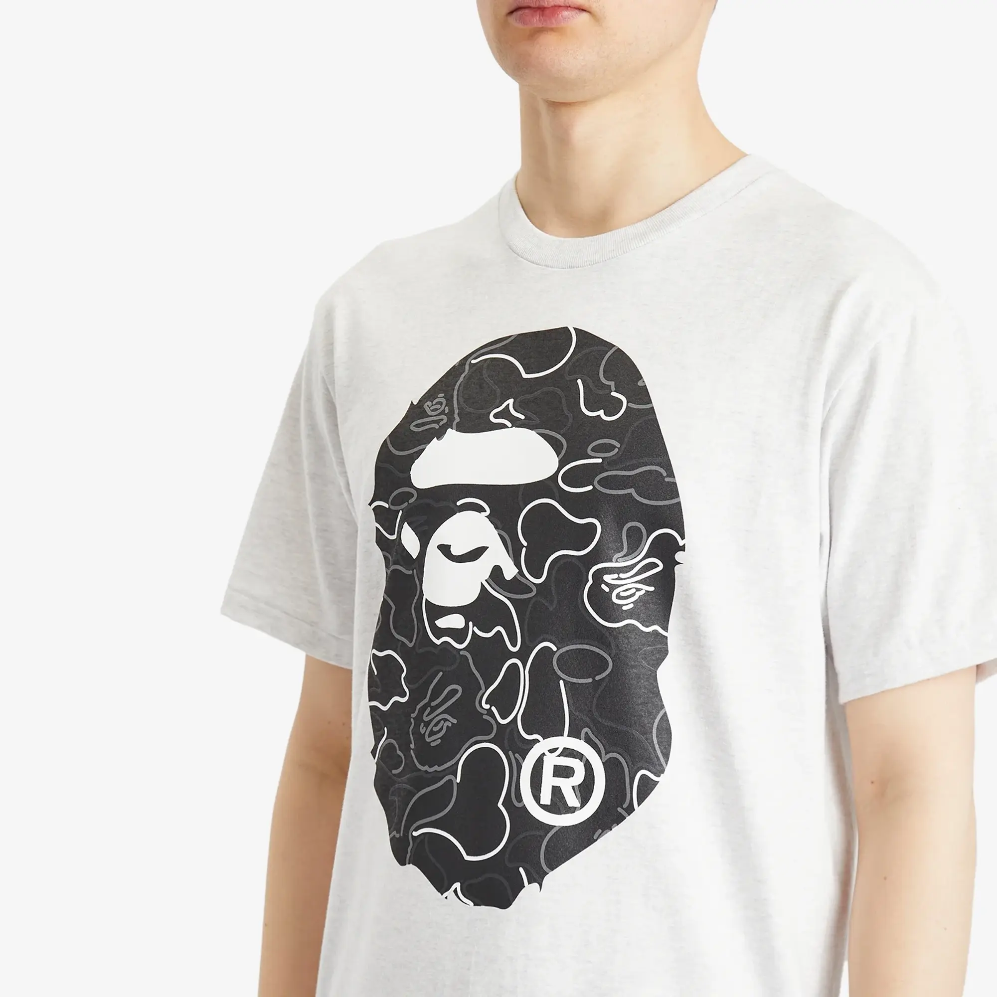 A Bathing Ape Men's Neon Camo Big Ape Head Tee Gray