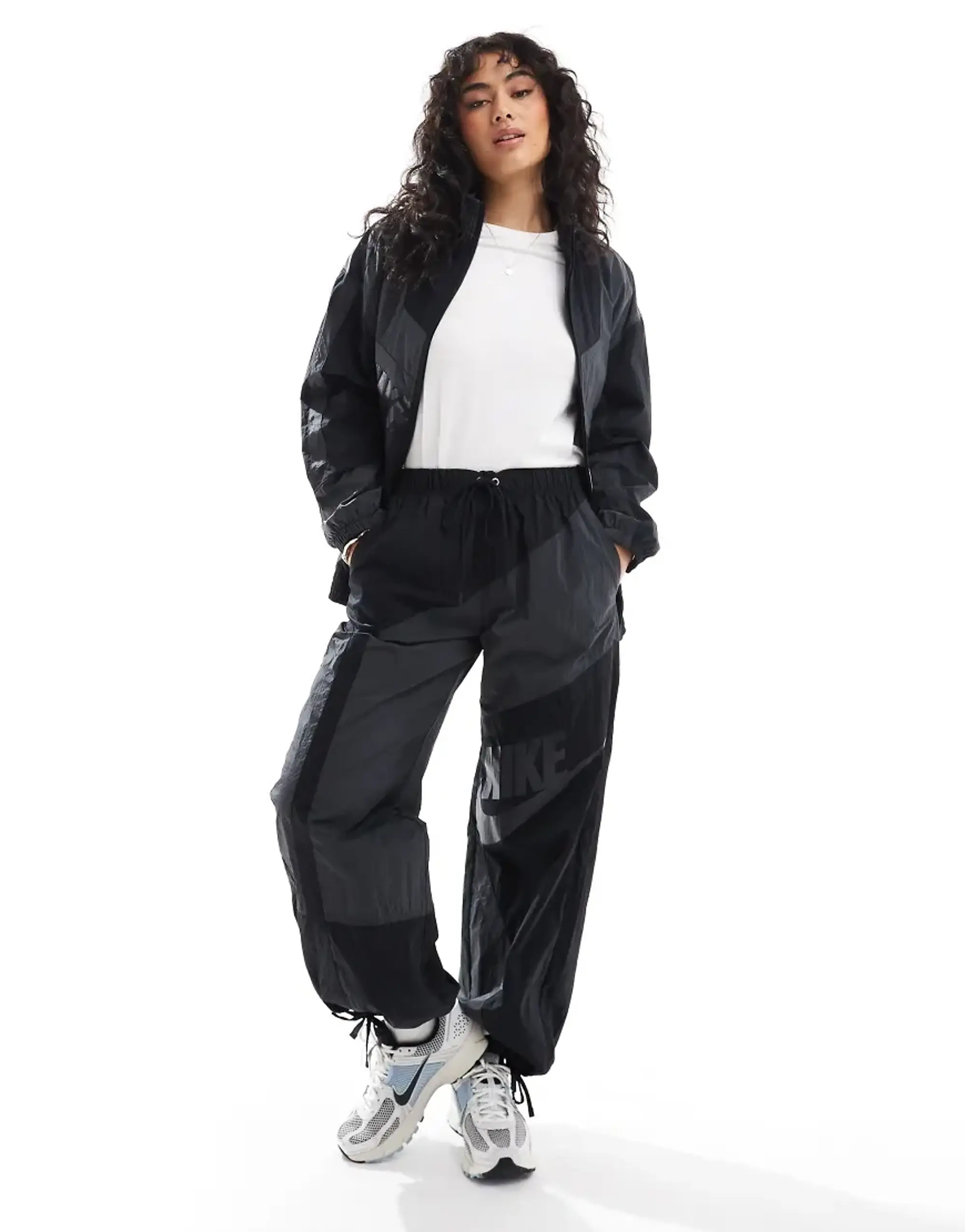 Nike Street Woven Straight Leg Trousers In Black And Grey