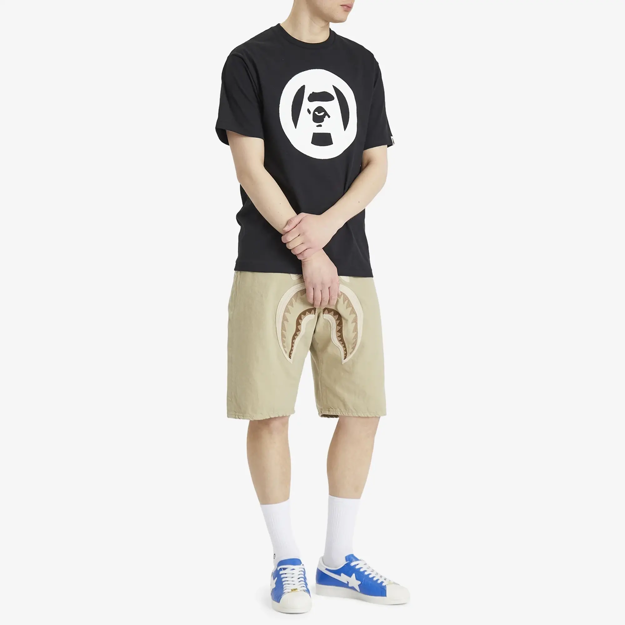 T-Shirt A Bathing Ape Stencil Circle Ape Face Tee Unisex Black Xxxl