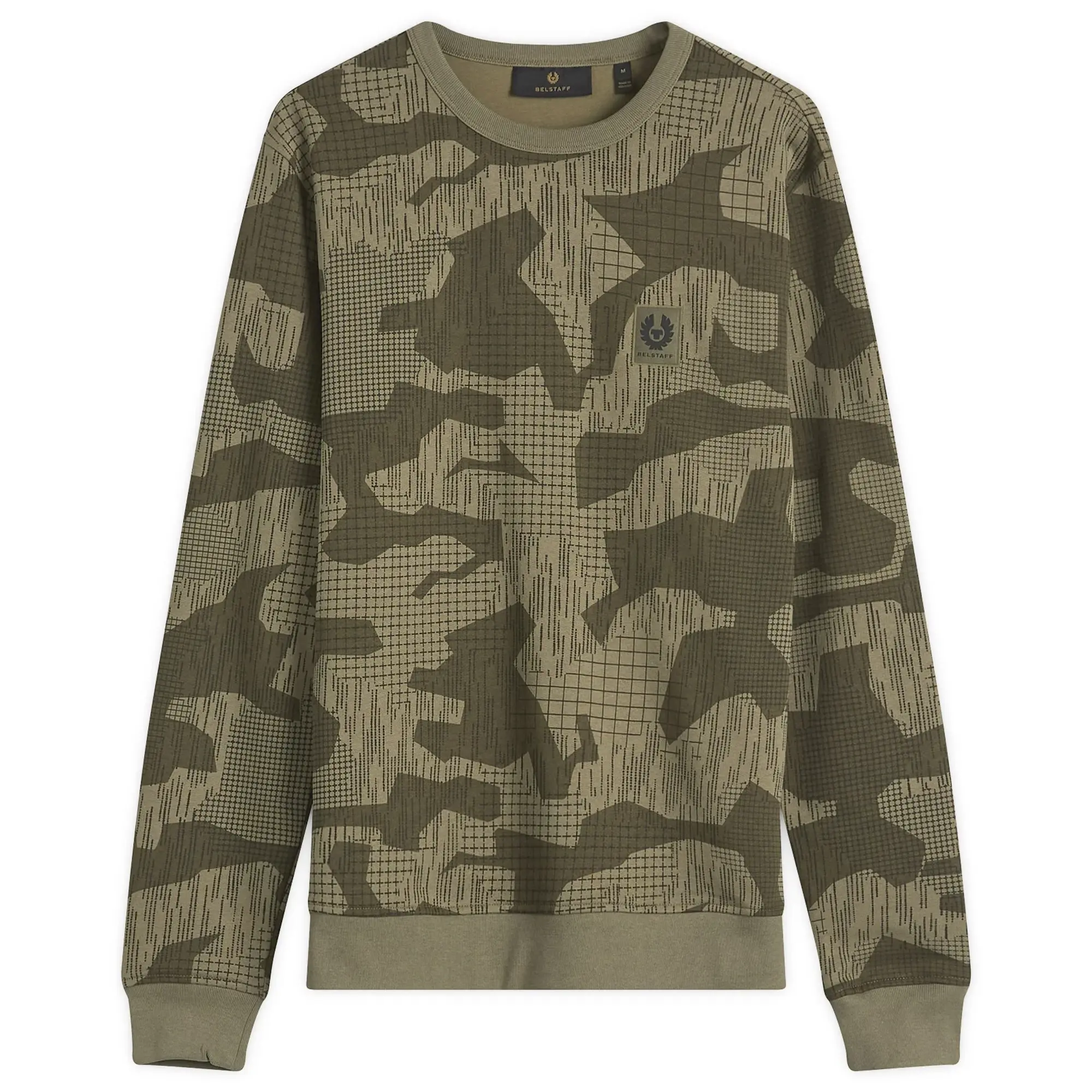 Belstaff Men's Terrain Camo Sweatshirt Surplus Green / Washed Black