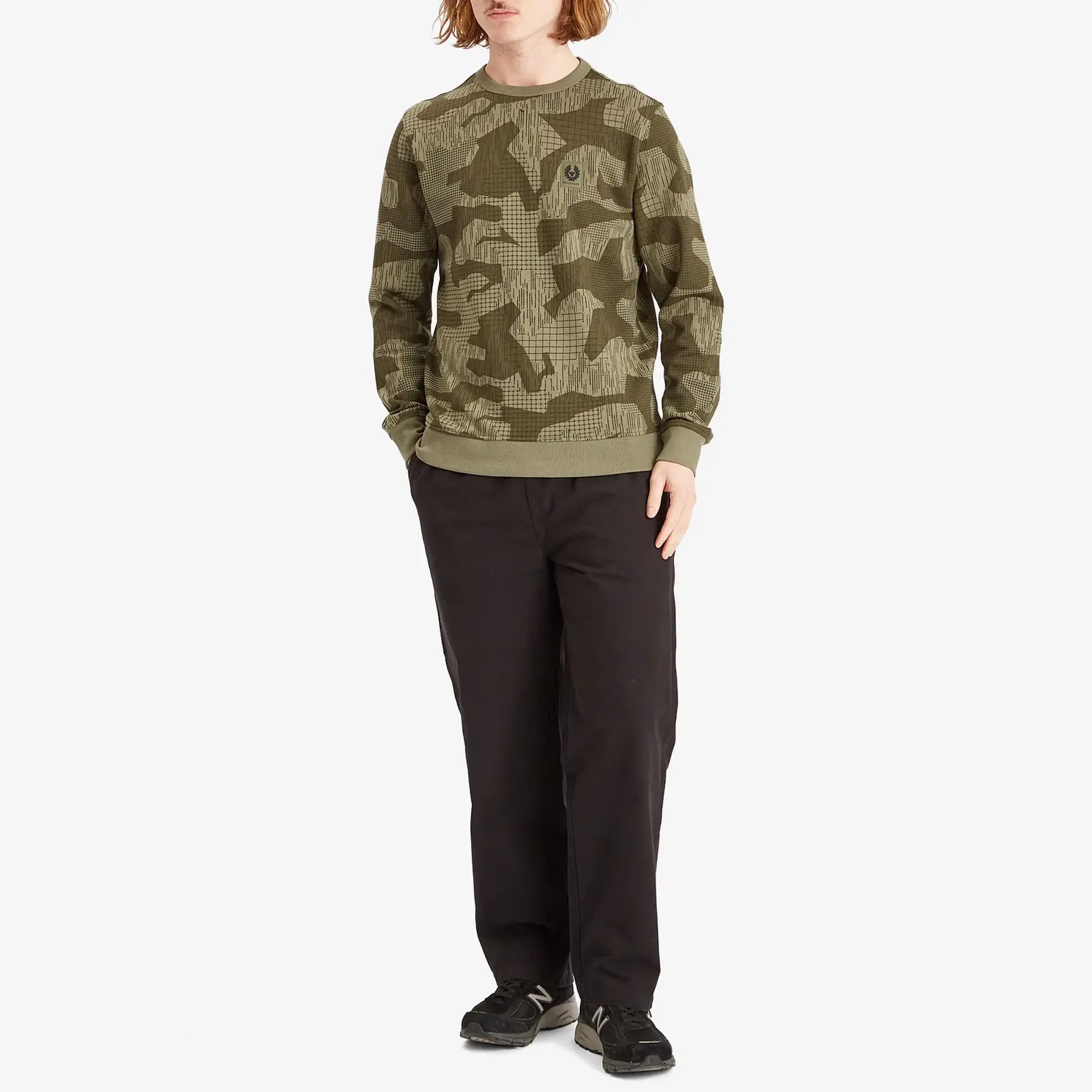 Belstaff Men's Terrain Camo Sweatshirt Surplus Green / Washed Black