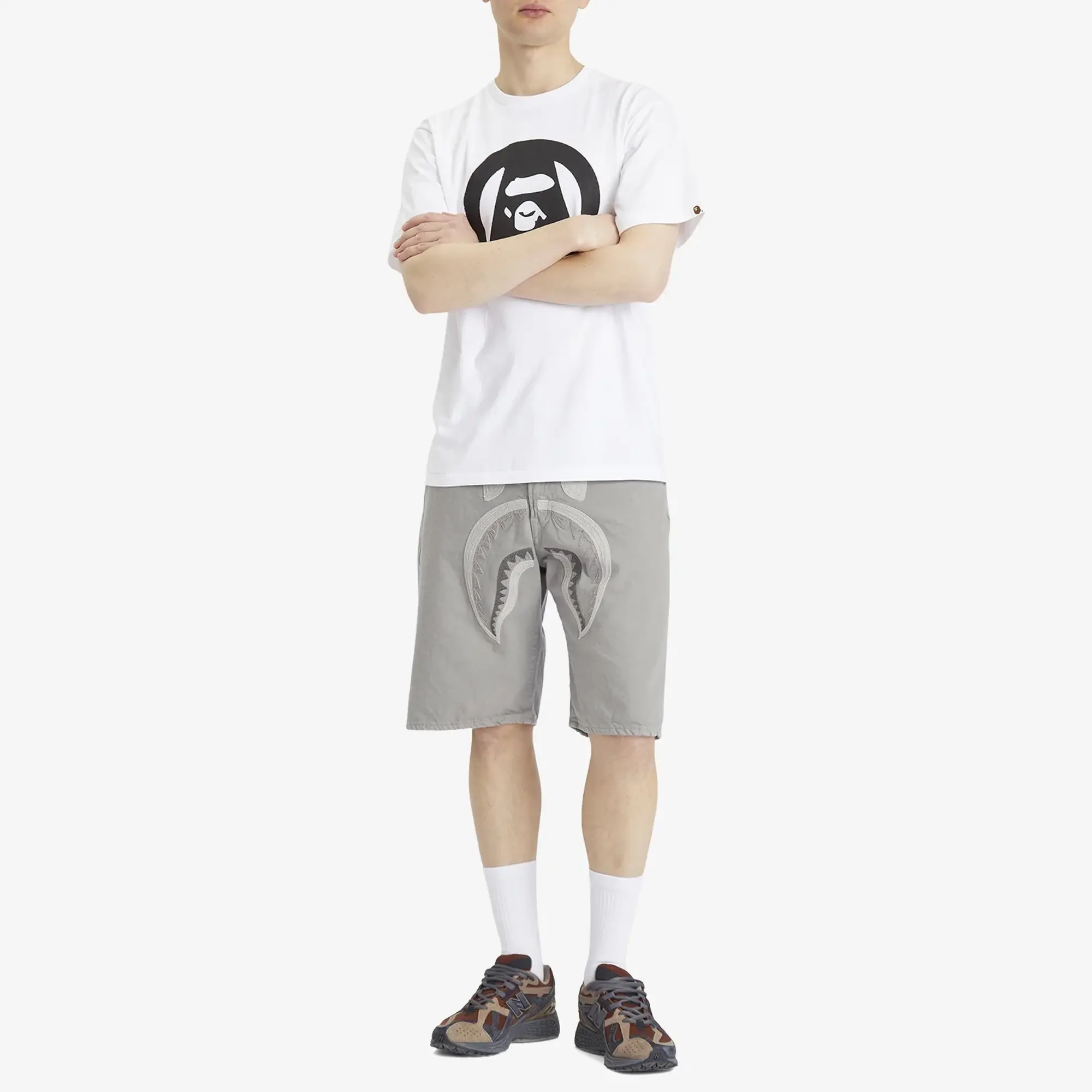 A Bathing Ape Men's Stencil Circle Ape Face Tee White