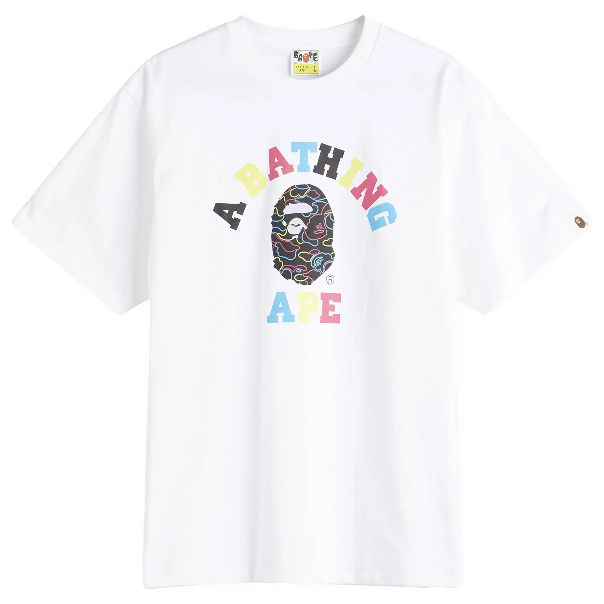A Bathing Ape Men's Neon Camo College Tee White