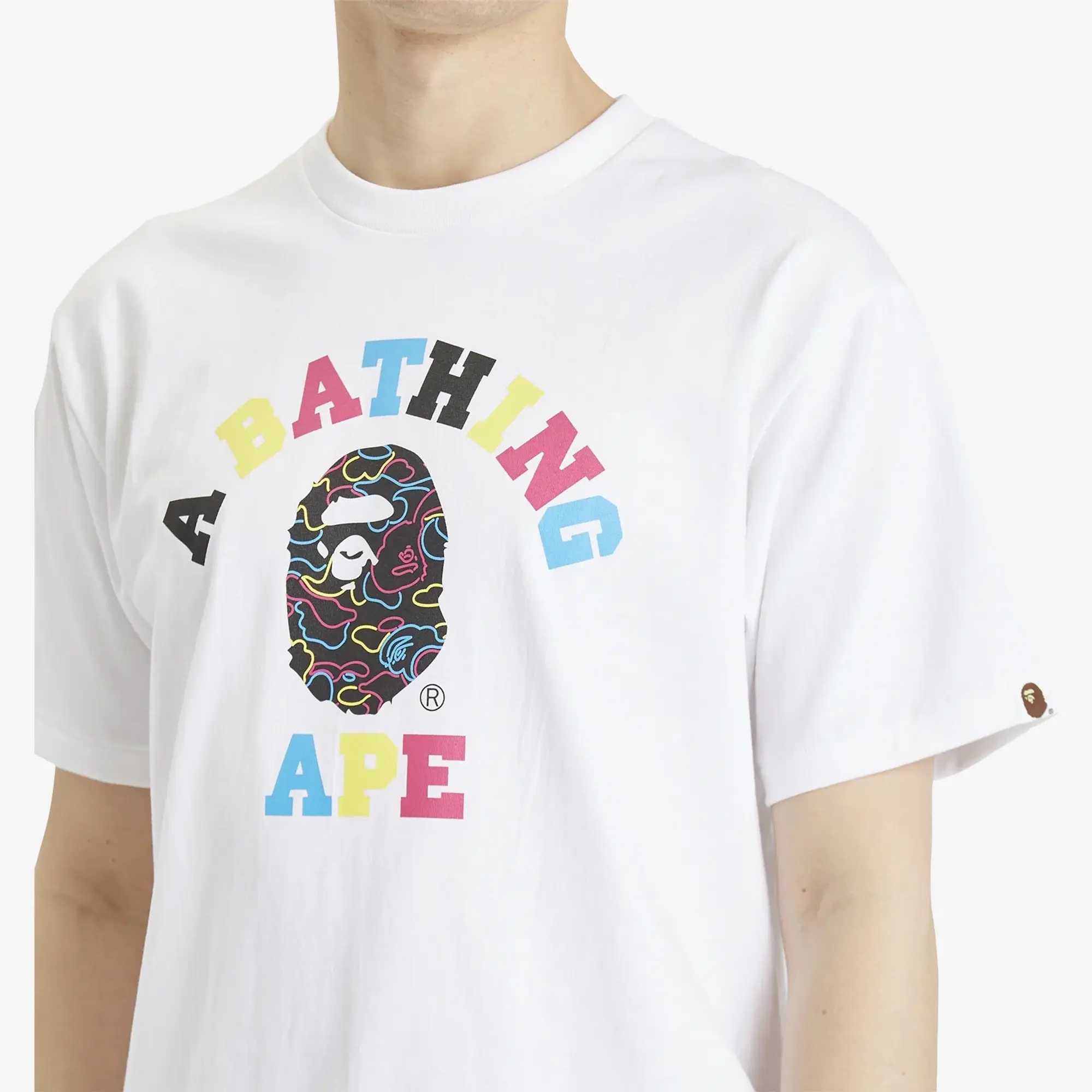 A Bathing Ape Men's Neon Camo College Tee White