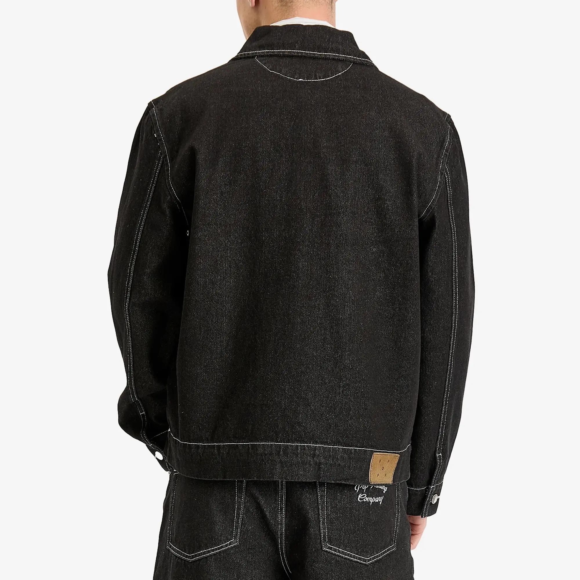 Pop Trading Company Men's Full Button Denim Jacket Black Denim
