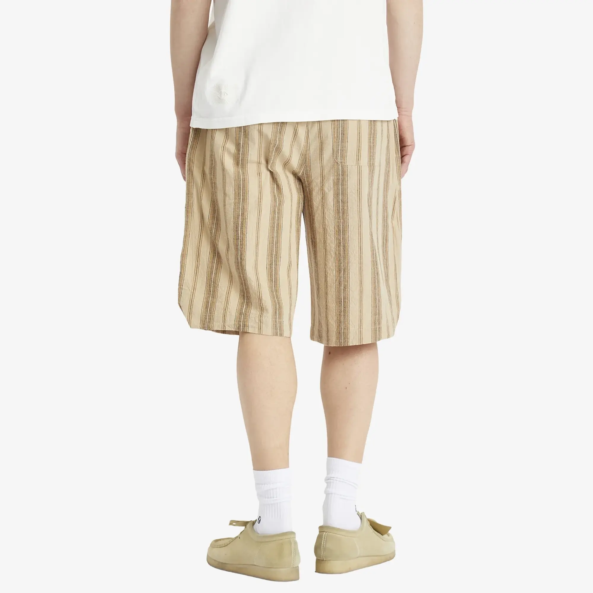ACMH by Magic Castles Men's Idle Long Stripe Shorts Beige Stripe