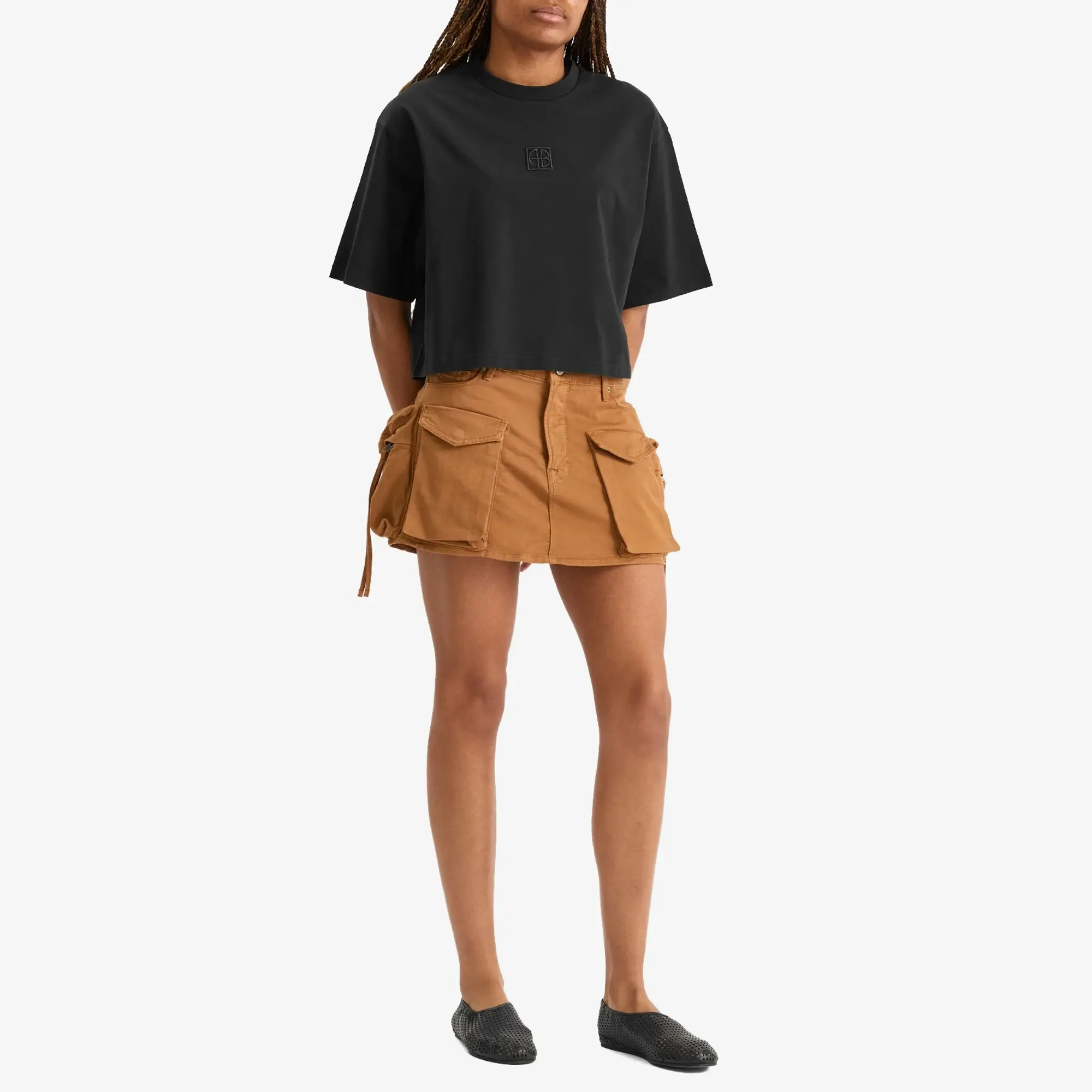 Anine Bing Women's Myers Crop T-Shirt Black