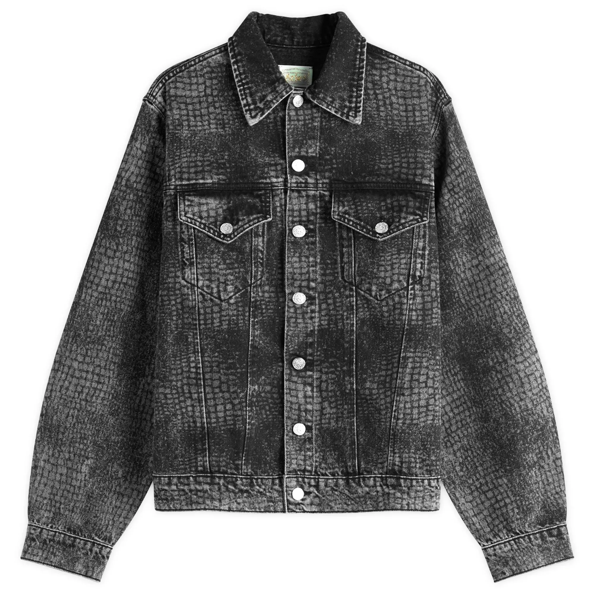 Aries Men's Lasered Croc Trucker Jacket Black