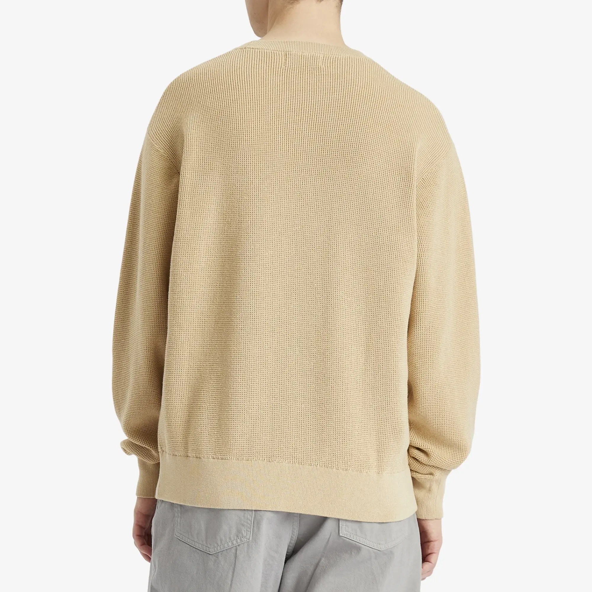 A Bathing Ape Men's College Waffle Crewneck Sweater Beige