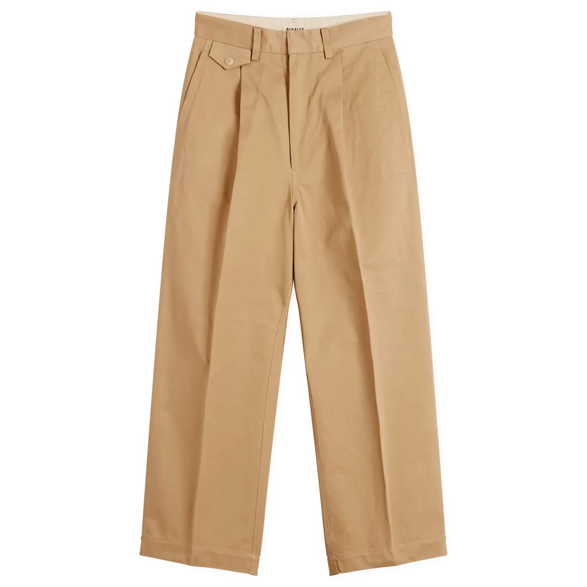 Auralee Women's Washed Finx Chino One-Tuck Pants Camel Brown