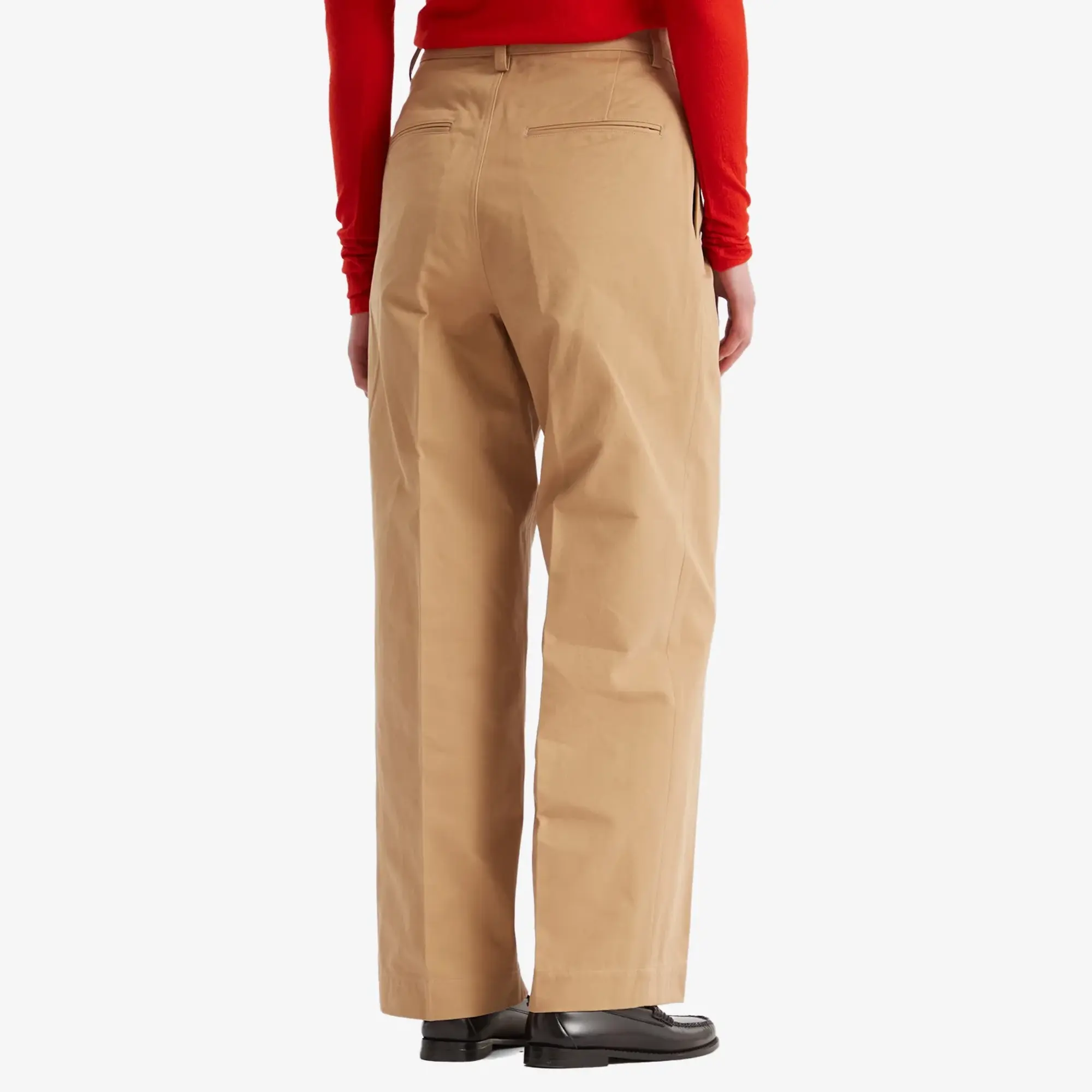 Auralee Women's Washed Finx Chino One-Tuck Pants Camel Brown