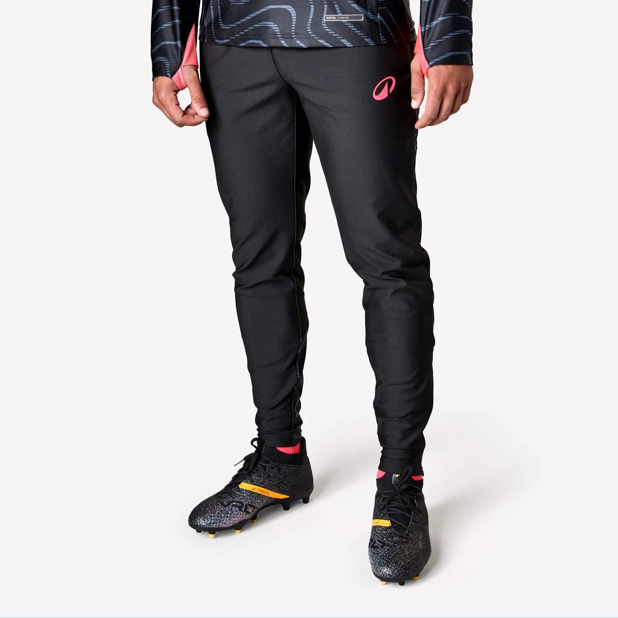 Kipsta Adult Football Training Bottoms Viralto Topo - Black. Grey. Neon Pink