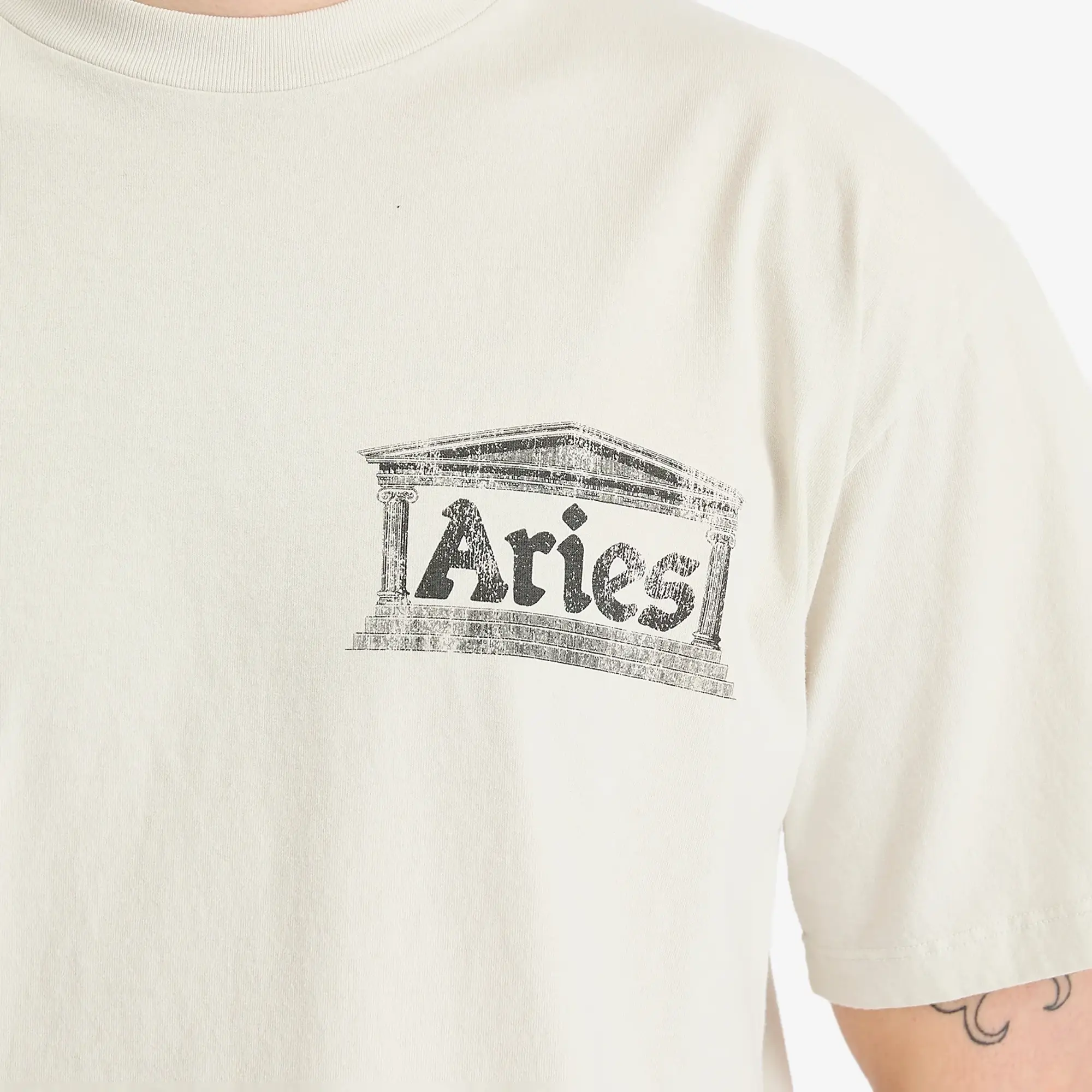 Aries Men's Aged Ancient Temple T-Shirt Off White
