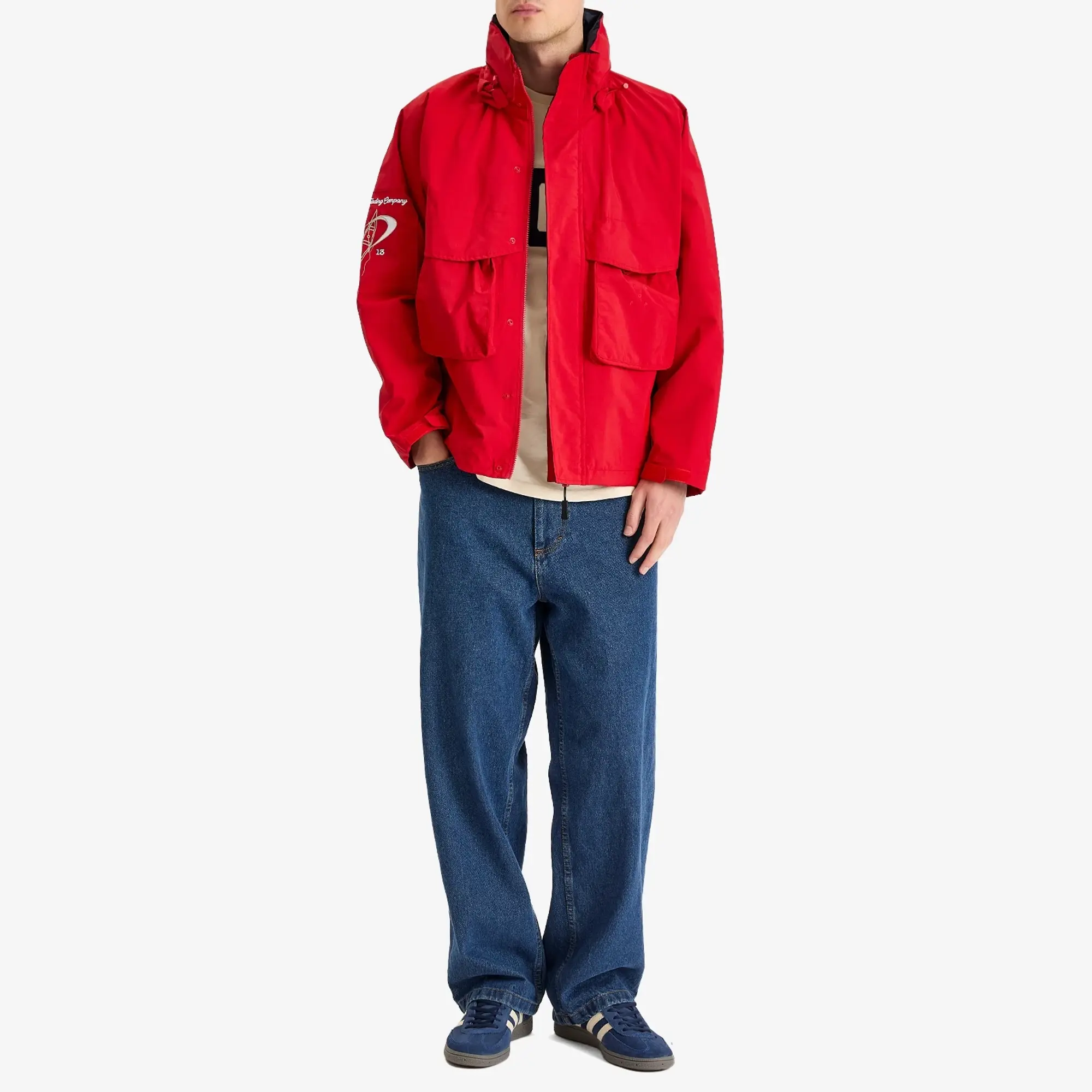 Pop Trading Company Men's Nautical Jacket Haute Red/Navy