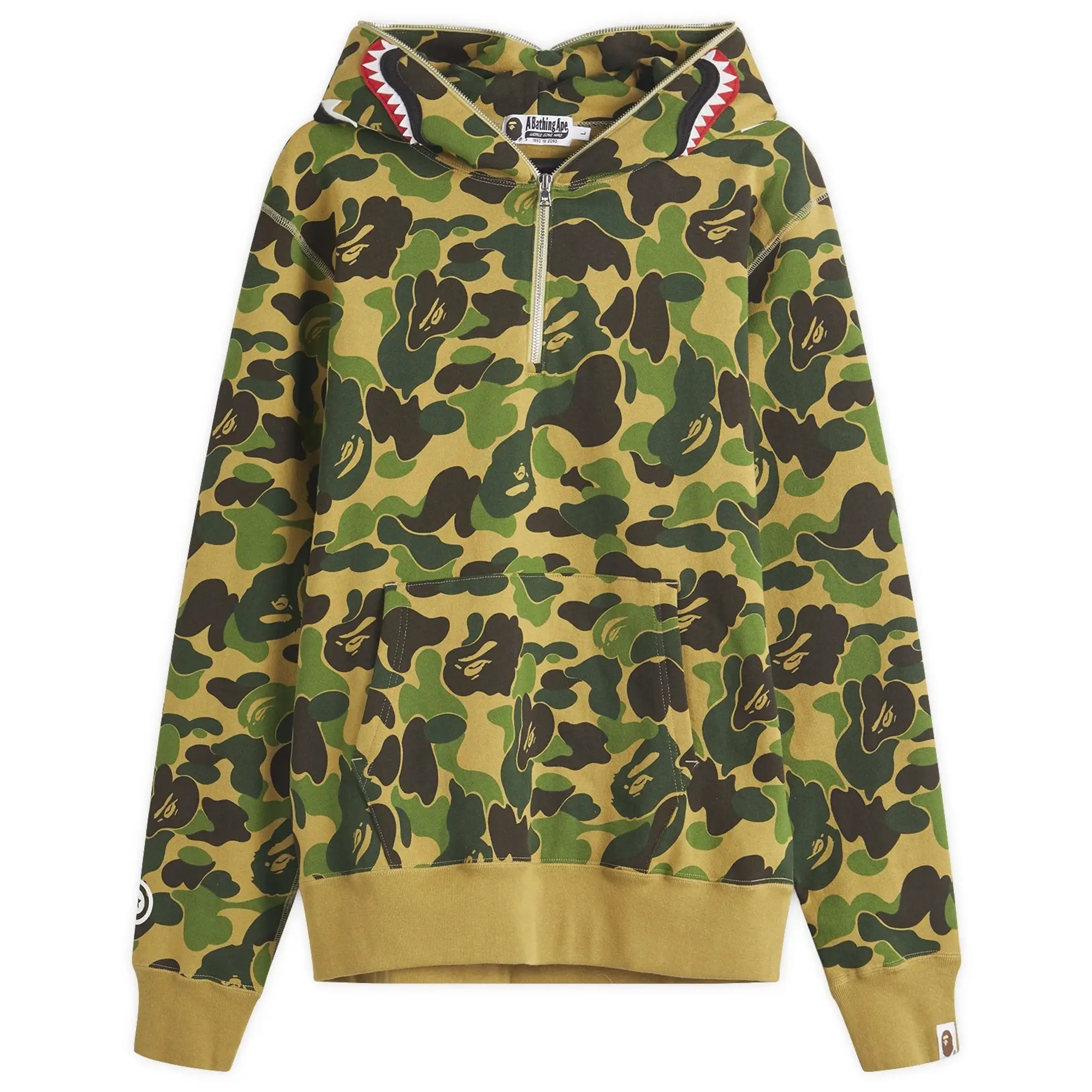 Sweatshirt A Bathing Ape Abc Camo Shark Half Zip Pullover Hoodie M Green Xxl