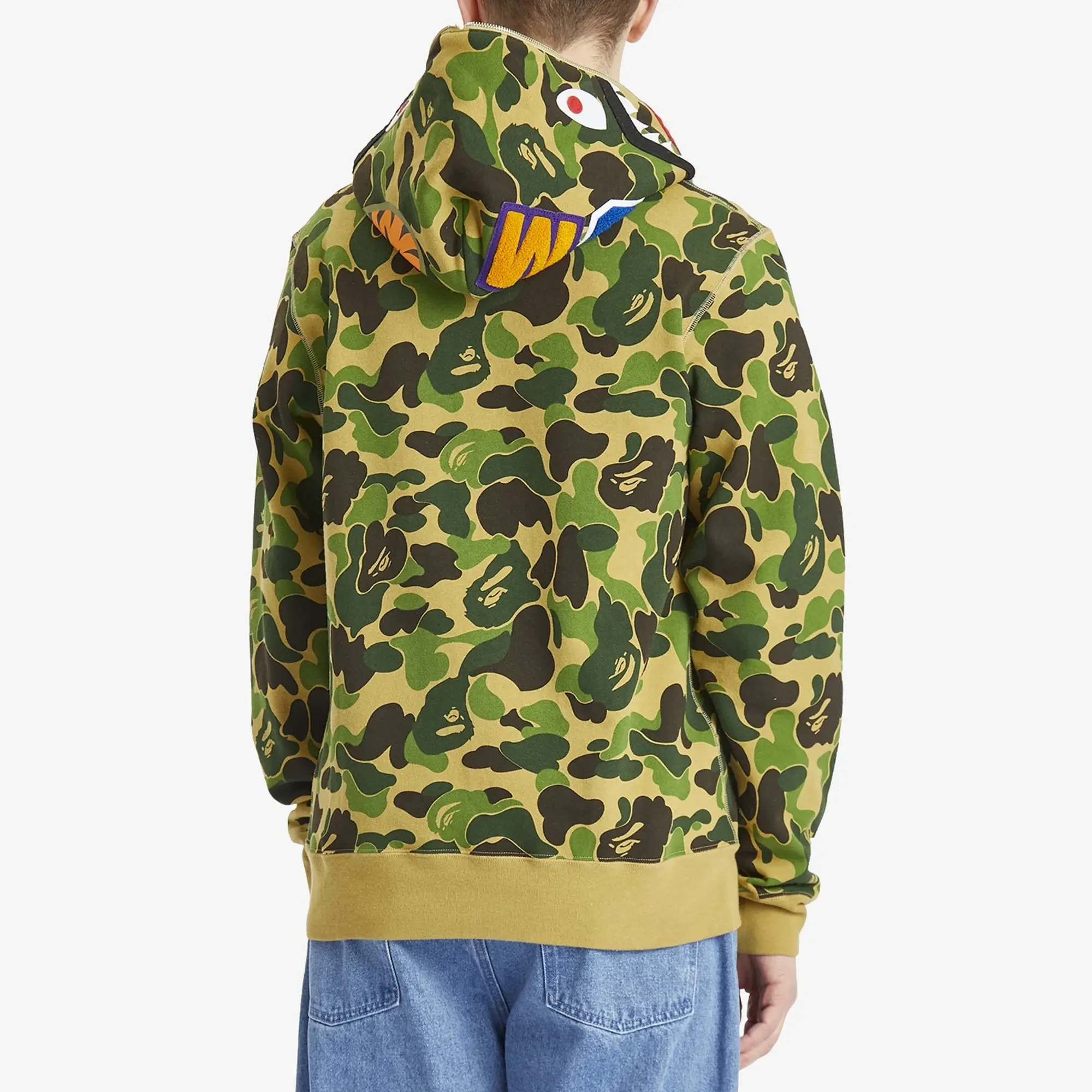 Sweatshirt A Bathing Ape Abc Camo Shark Half Zip Pullover Hoodie M Green Xxl