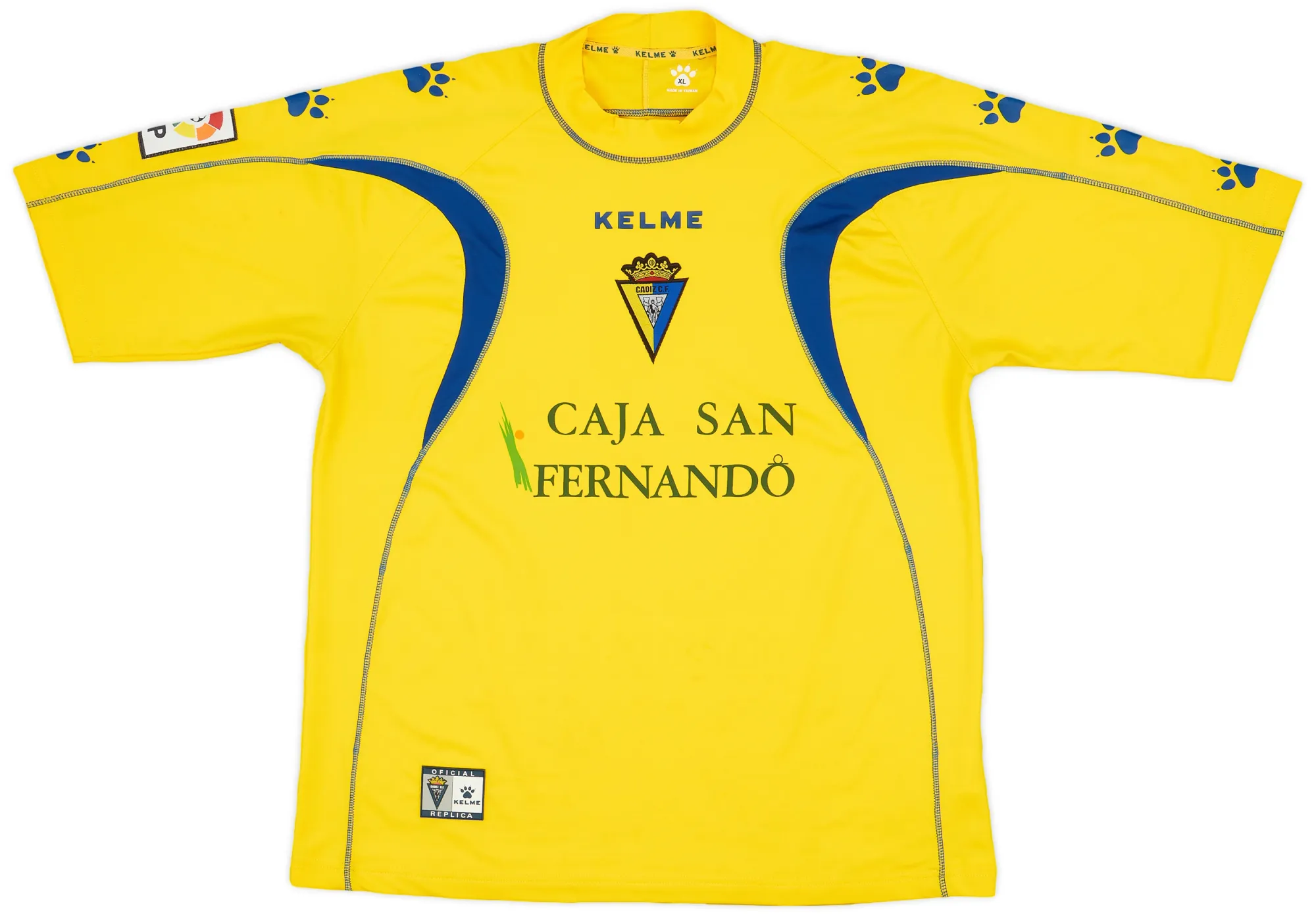 KELME カディスCF Cádiz CF サッカー ユニフォーム 黄色 2009-10 Cadiz Home Shirt - 8/10 - (XXL)