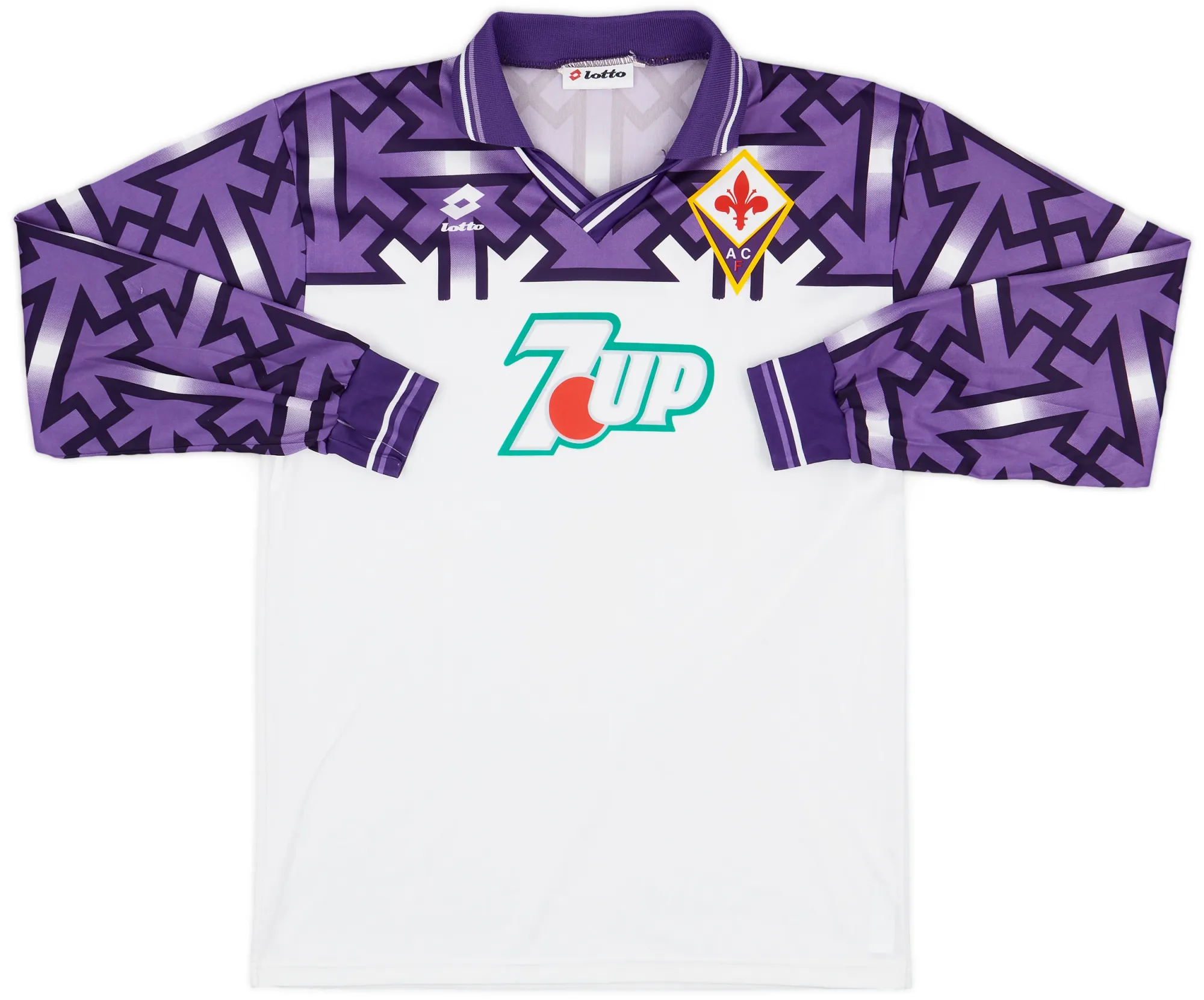 lotto フィオレンティーナ　1992/93 長袖ユニチャーム　ゲームシャツ Lotto Fiorentina Mens LS Away Shirt 1992/93 | FIOA92716618used