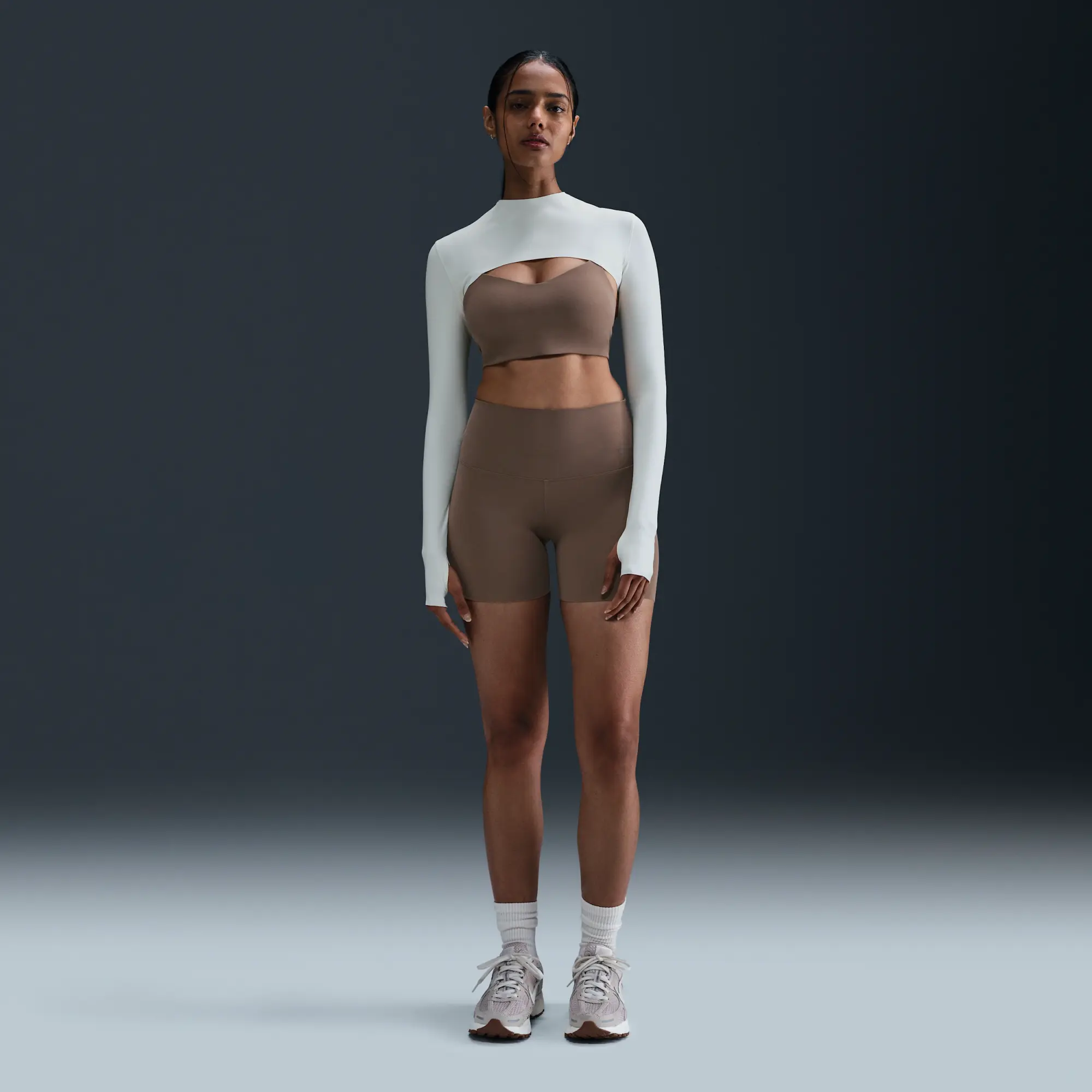 Nike Zenvy Women's Dri-FIT Long-Sleeve Shrug Top - White - Nylon/Elastane