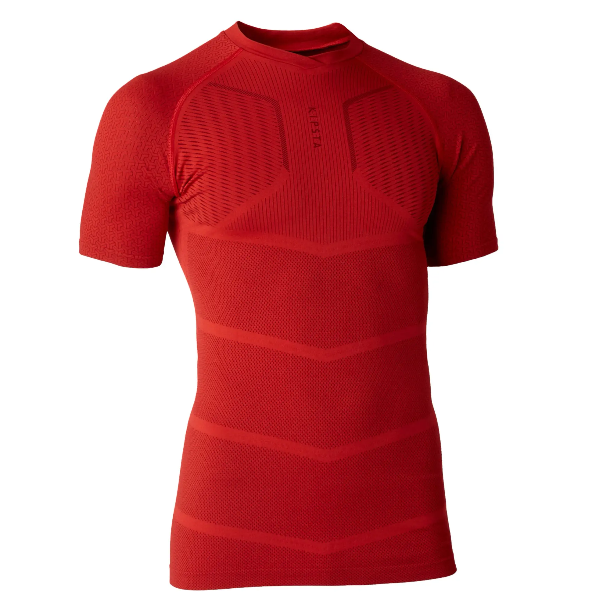 Kipsta Adult Short-Sleeved Football Base Layer Keepdry - Red