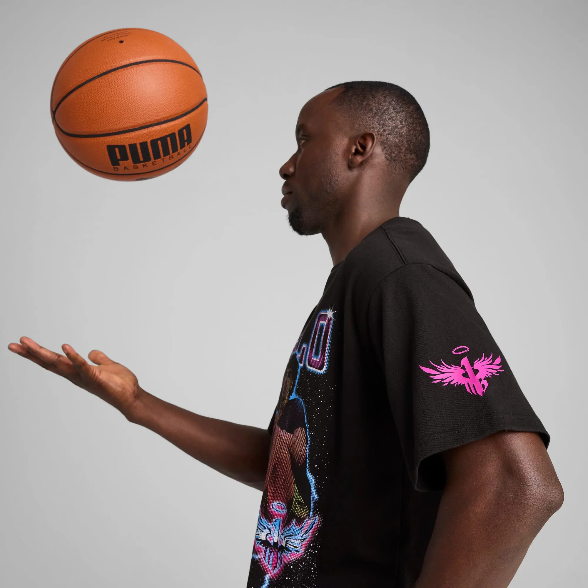 PUMA Melo Iridescent Hornets Basketball T-Shirt Men, Black