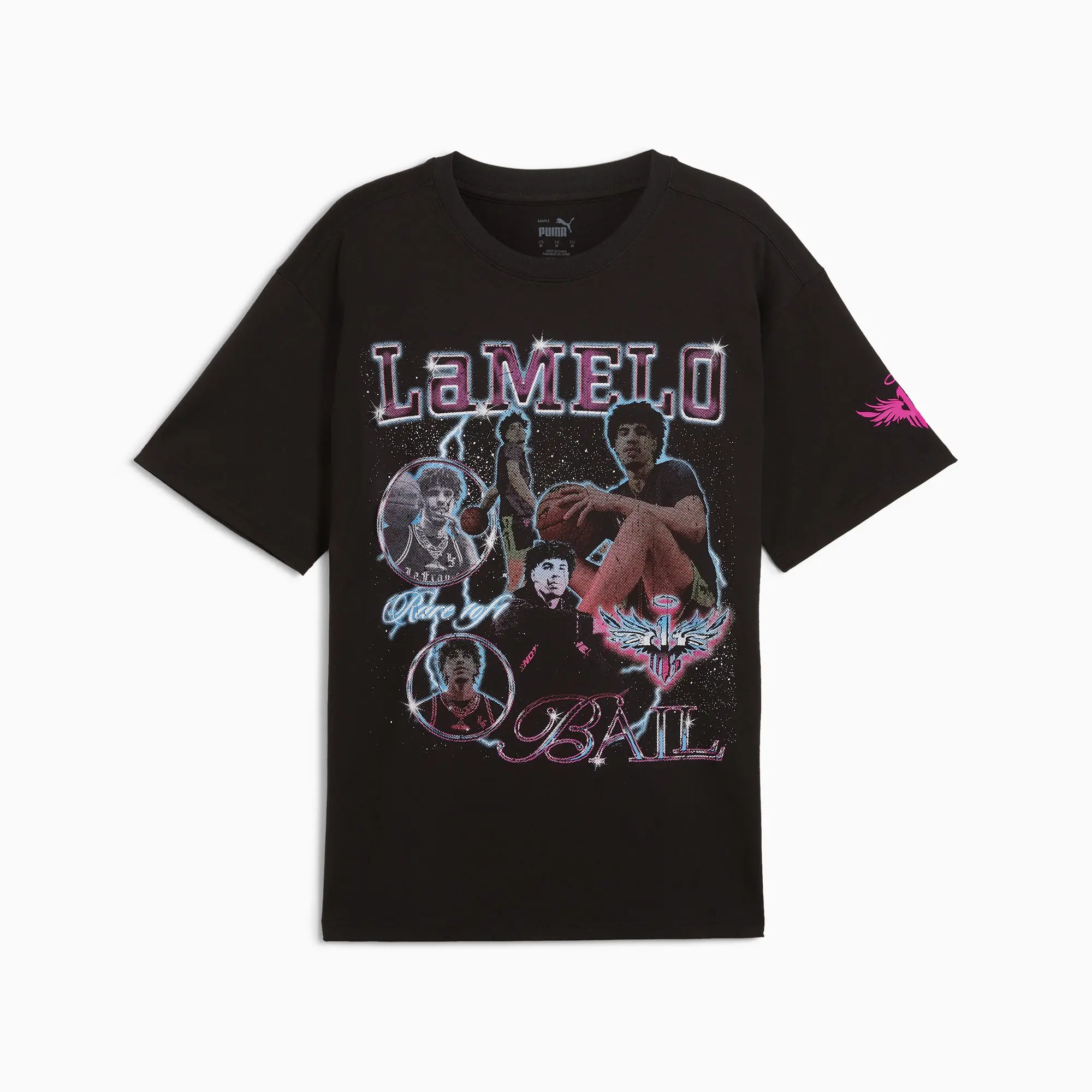 PUMA Melo Iridescent Hornets Basketball T-Shirt Men, Black