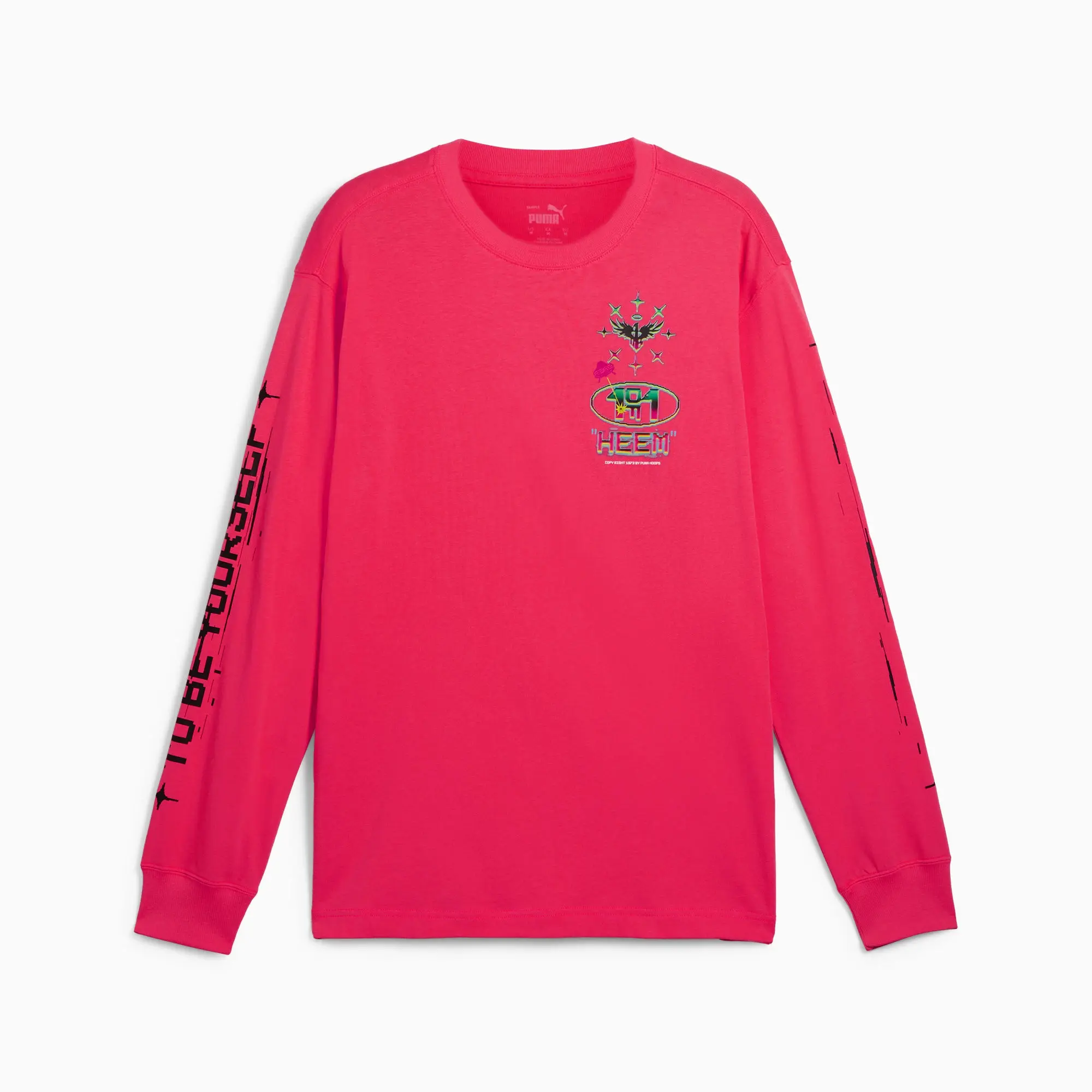 PUMA Melo 1Love Long Sleeve Basketball T-Shirt Men, Pink Alert