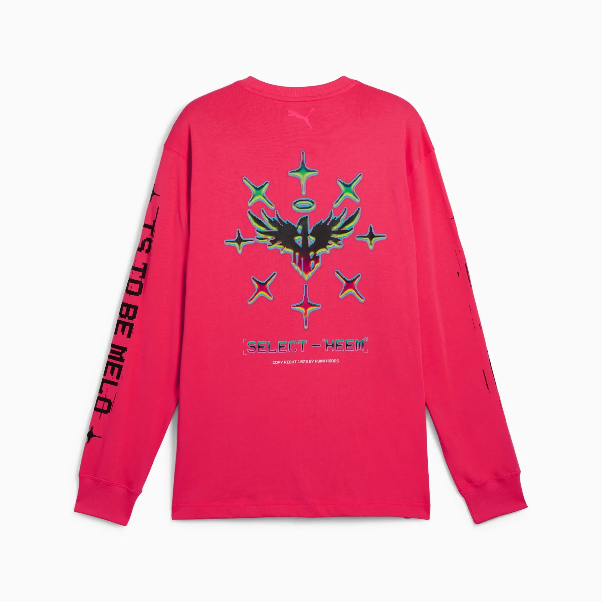 PUMA Melo 1Love Long Sleeve Basketball T-Shirt Men, Pink Alert
