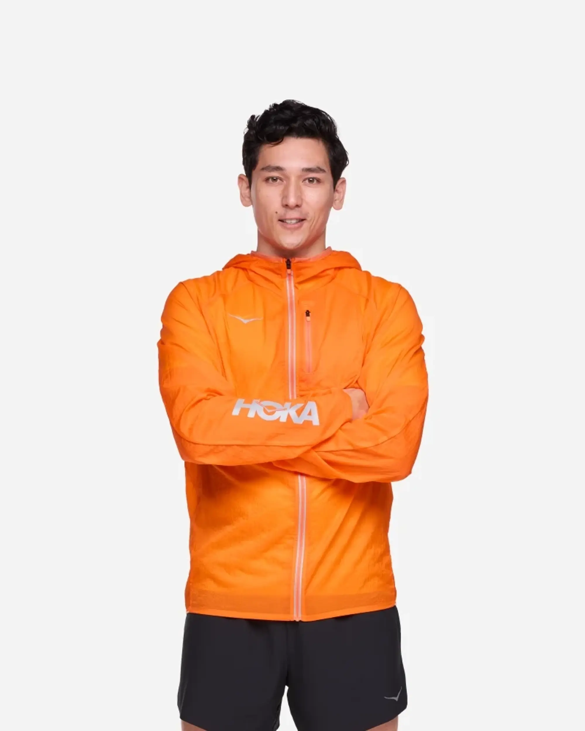 Hoka One One HOKA Men's Skyflow Viz Jacket in Electric Tangerine