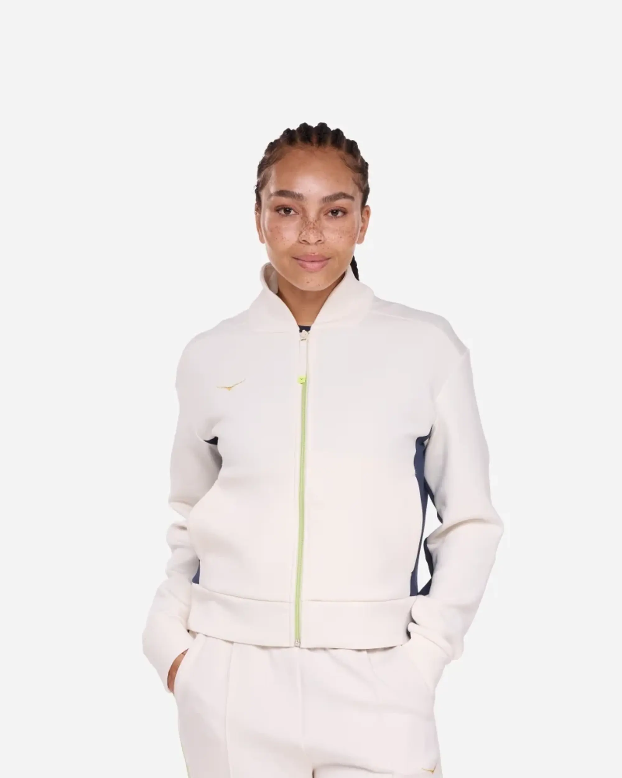 Hoka One One HOKA Women's Kaitoro Knit Jacket in Alabaster/Varsity Navy