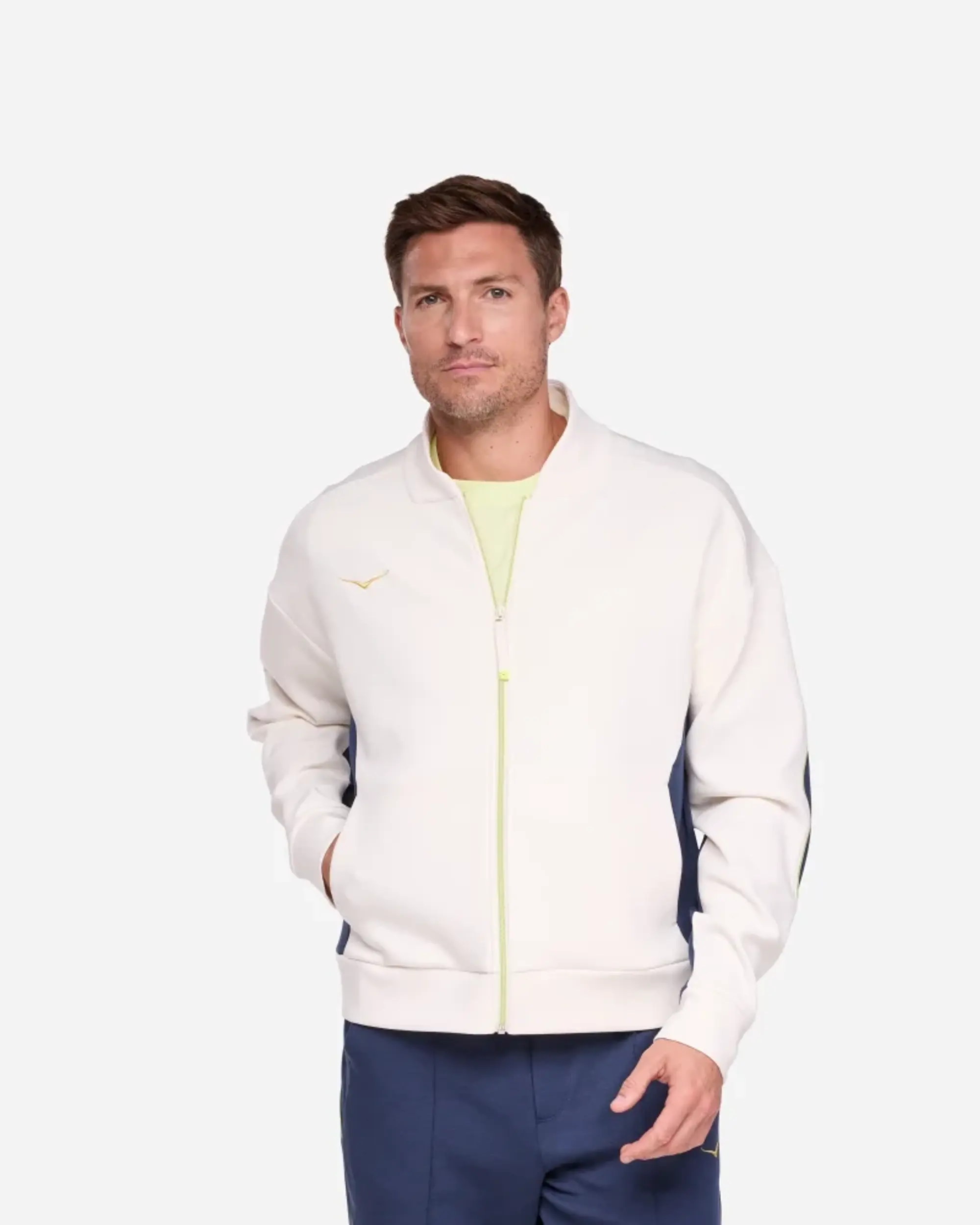 Hoka One One HOKA Men's Kaitoro Knit Jacket in Alabaster/Varsity Navy
