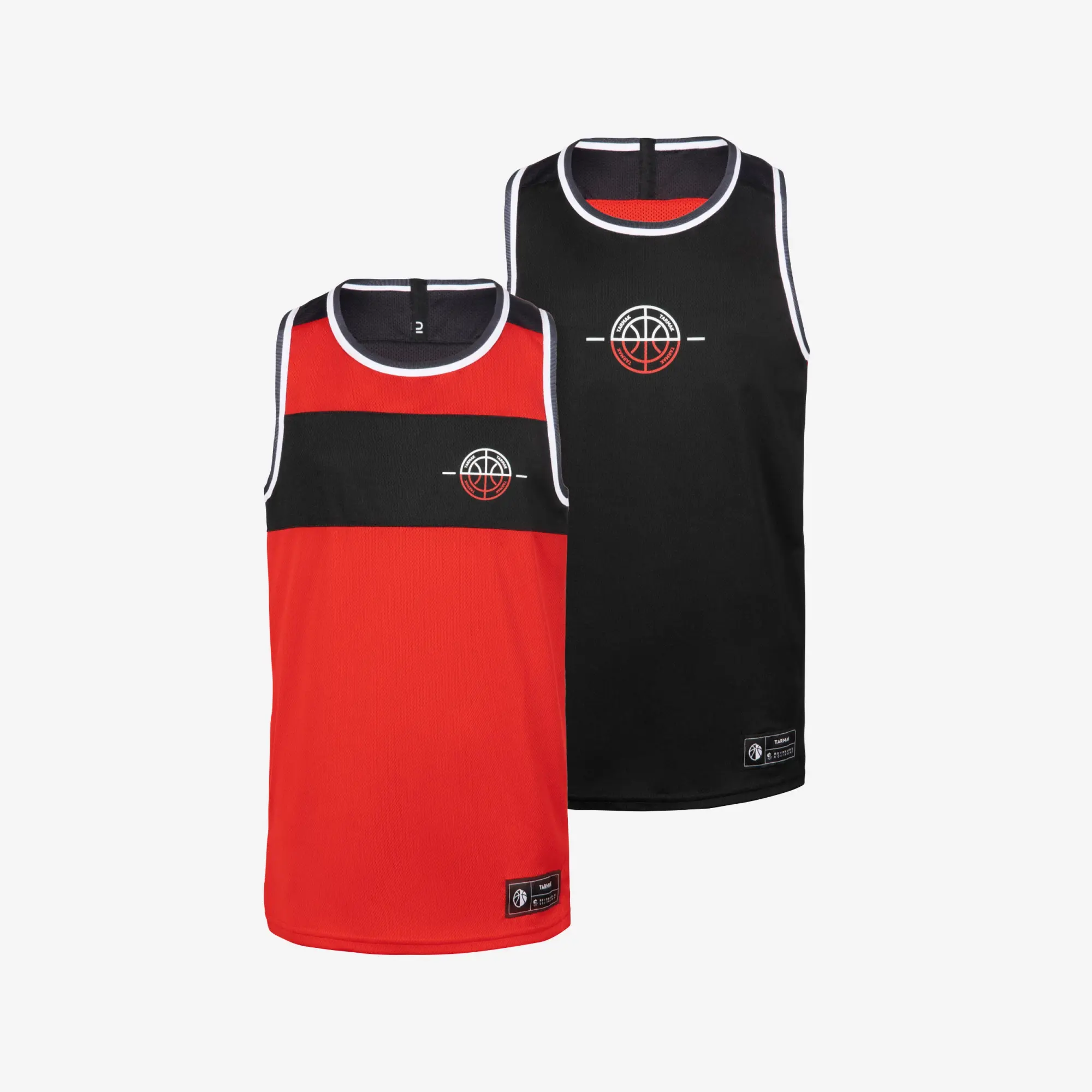Kipsta Kids' Reversible Sleeveless Basketball Jersey T500r - Red/Black