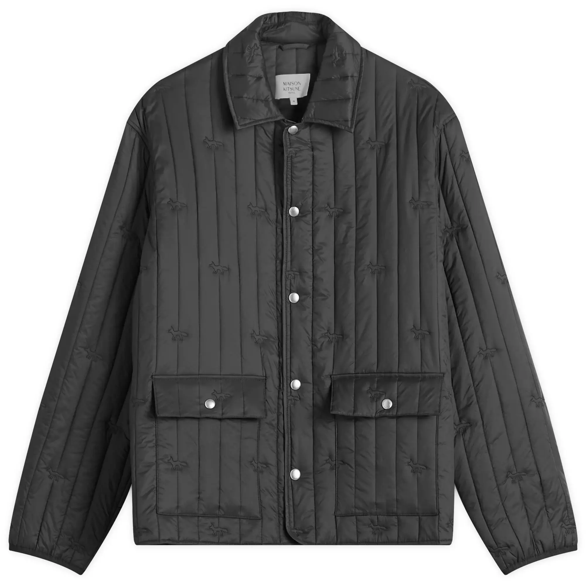 Maison Kitsuné Maison Kitsune Embroidered Logo Quilted Jacket Slate Grey