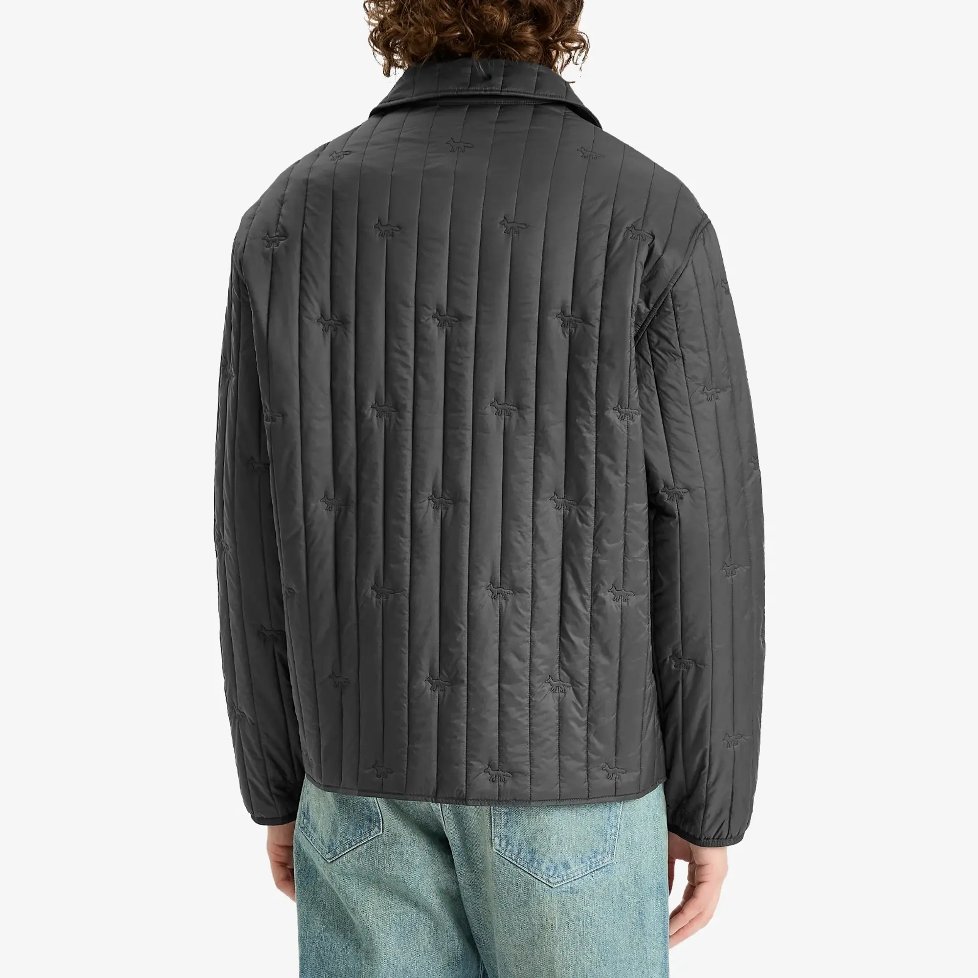 Maison Kitsuné Maison Kitsune Embroidered Logo Quilted Jacket Slate Grey