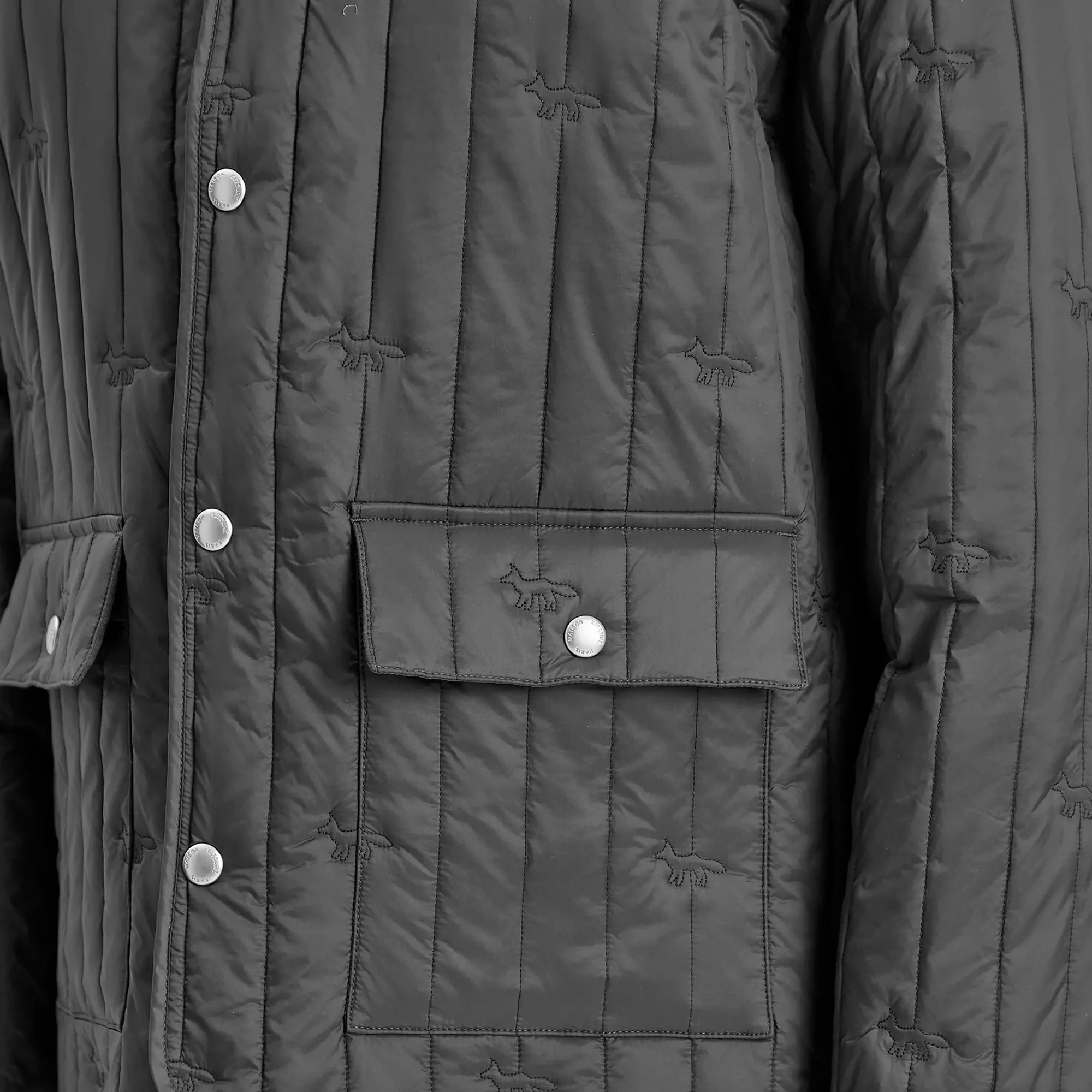 Maison Kitsuné Maison Kitsune Embroidered Logo Quilted Jacket Slate Grey