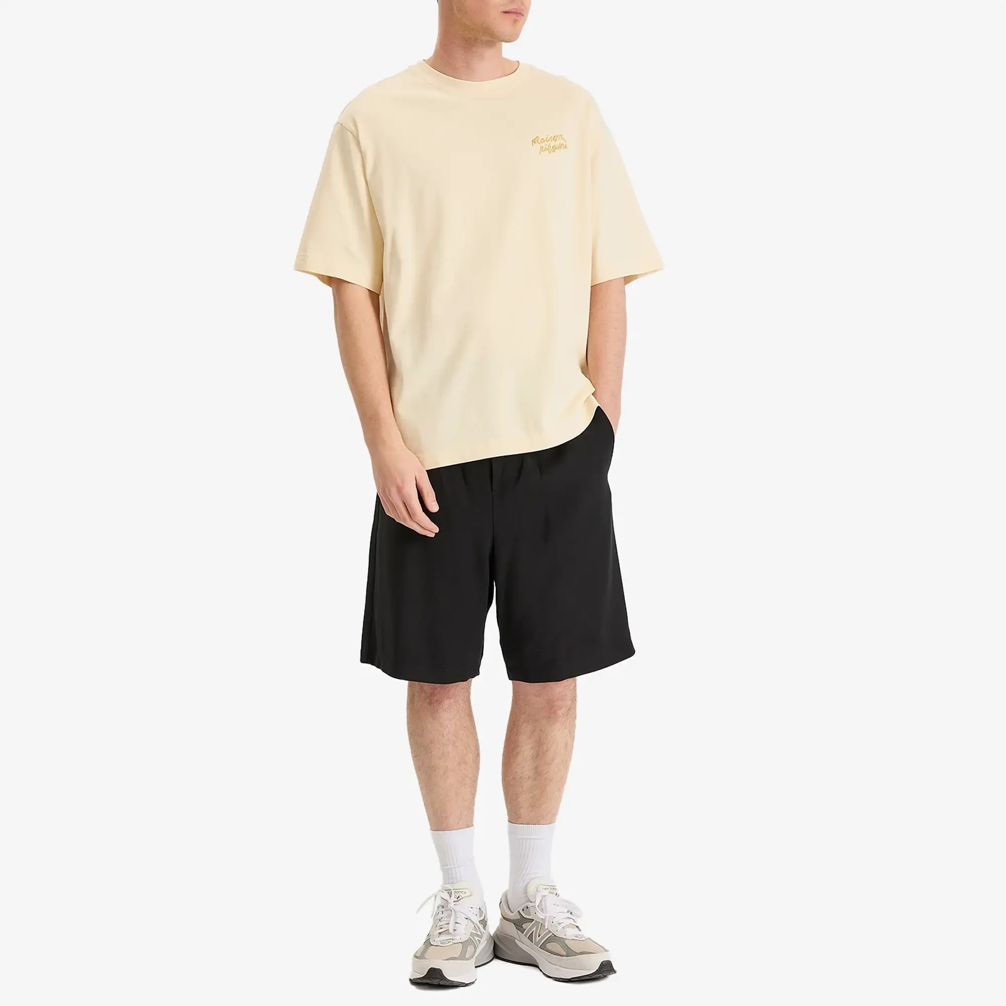 Maison Kitsuné Maison Kitsune Handwriting Embroidery Oversize T-Shirt Alabaster