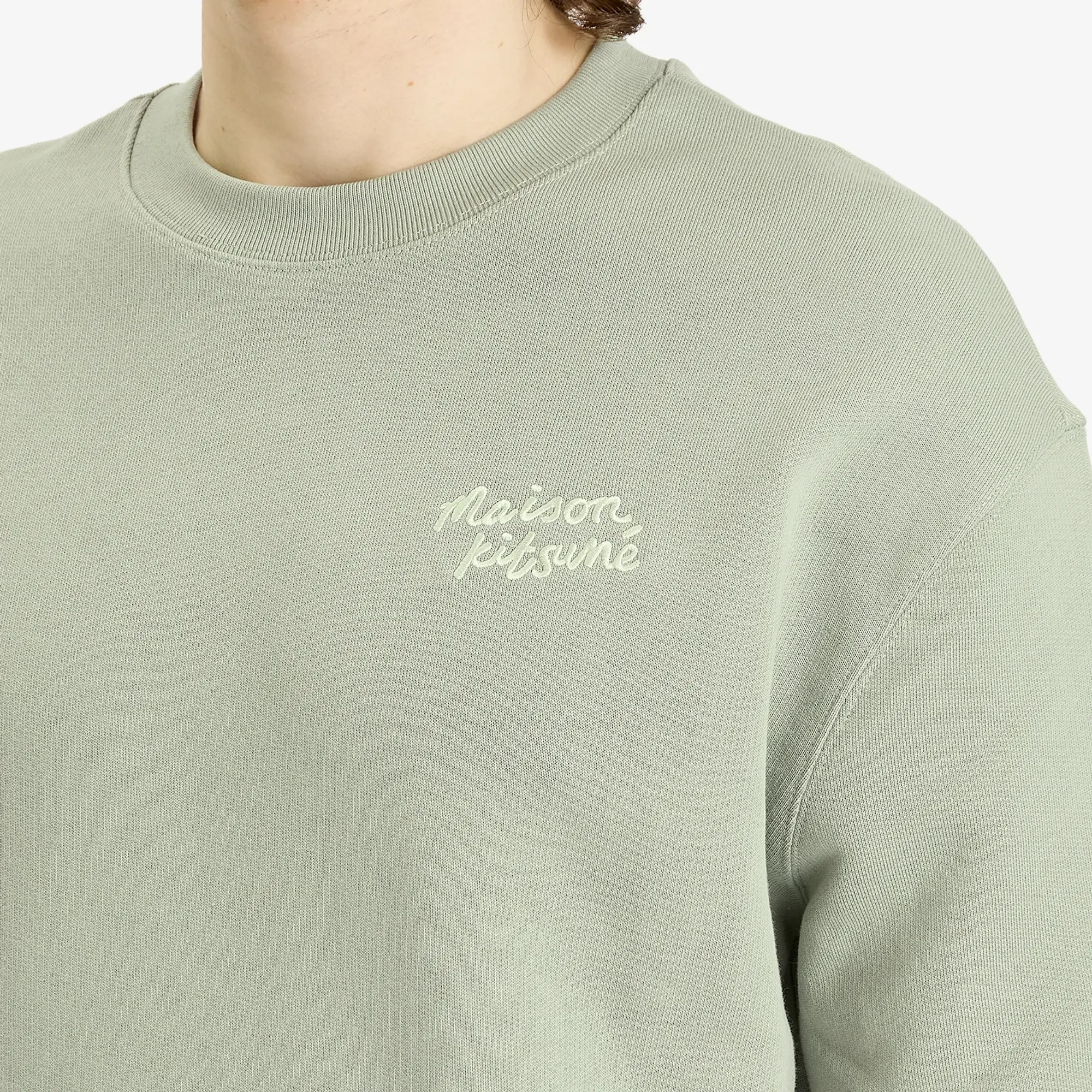 Maison Kitsuné Maison Kitsune Handwriting Comfort Crew Sweatshirt Vert-De-Gris