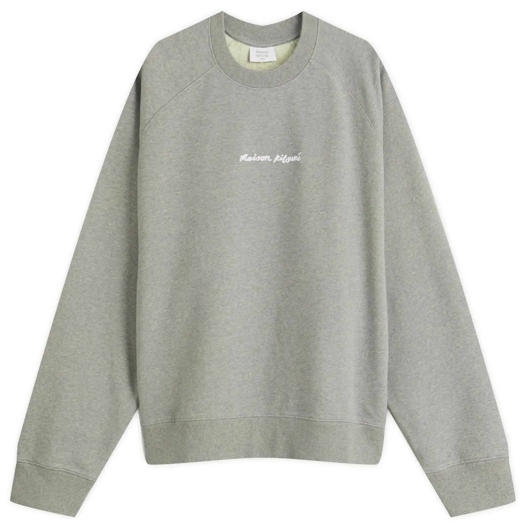 Maison Kitsuné Maison Kitsune Embroidery Oversize Raglan Crew Sweatshirt Medium Grey Melange
