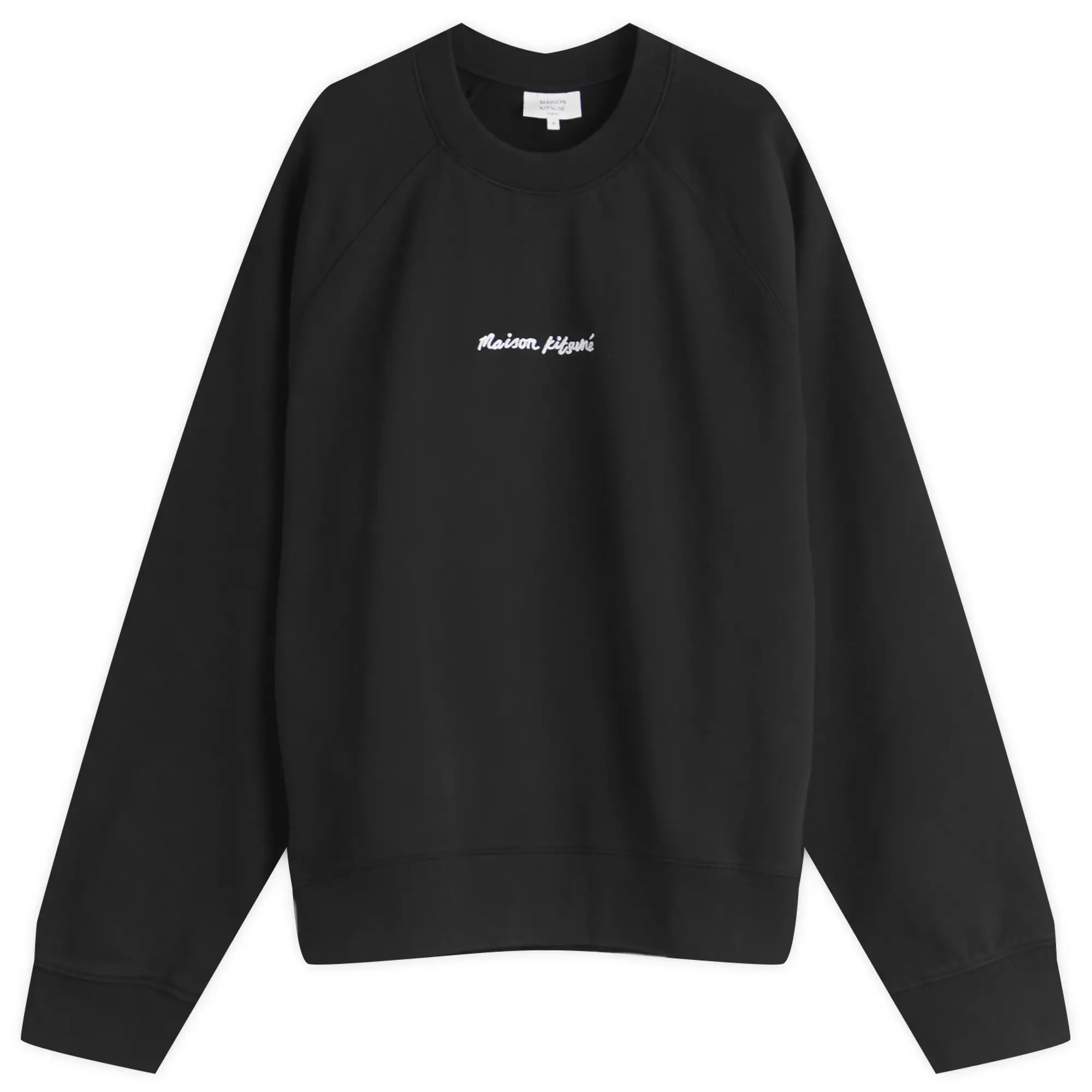 Maison Kitsuné Maison Kitsune Embroidery Oversize Raglan Crew Sweatshirt Black