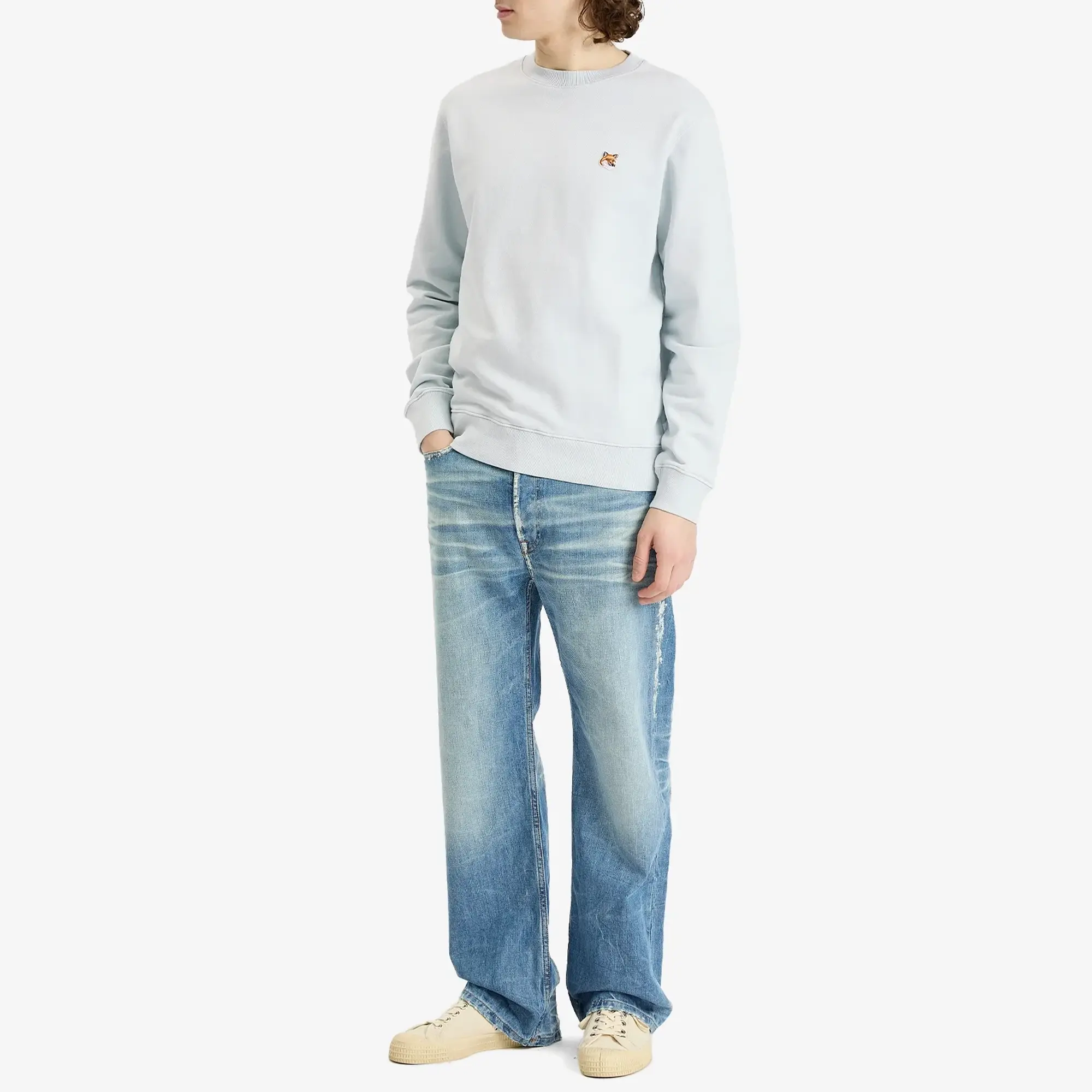 Maison Kitsuné Maison Kitsune Fox Head Patch Regular Sweatshirt Cirrus Blue