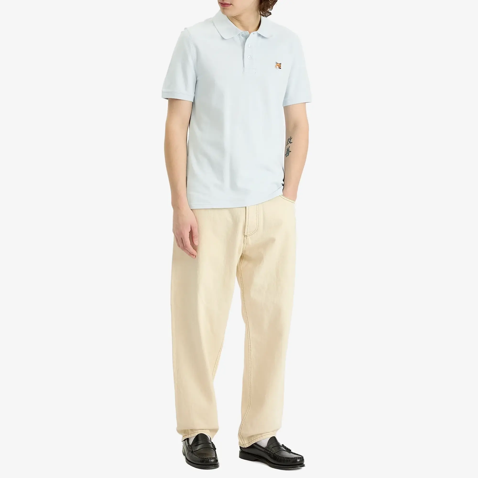 Maison Kitsuné Maison Kitsune Fox Head Patch Regular Polo Cirrus Blue