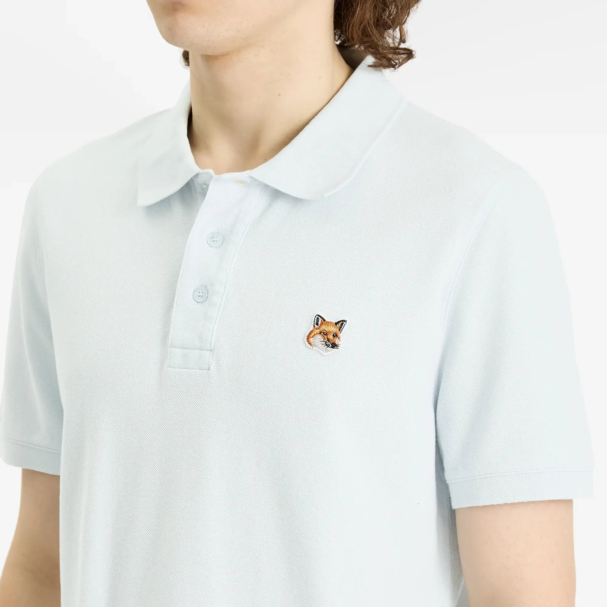 Maison Kitsuné Maison Kitsune Fox Head Patch Regular Polo Cirrus Blue