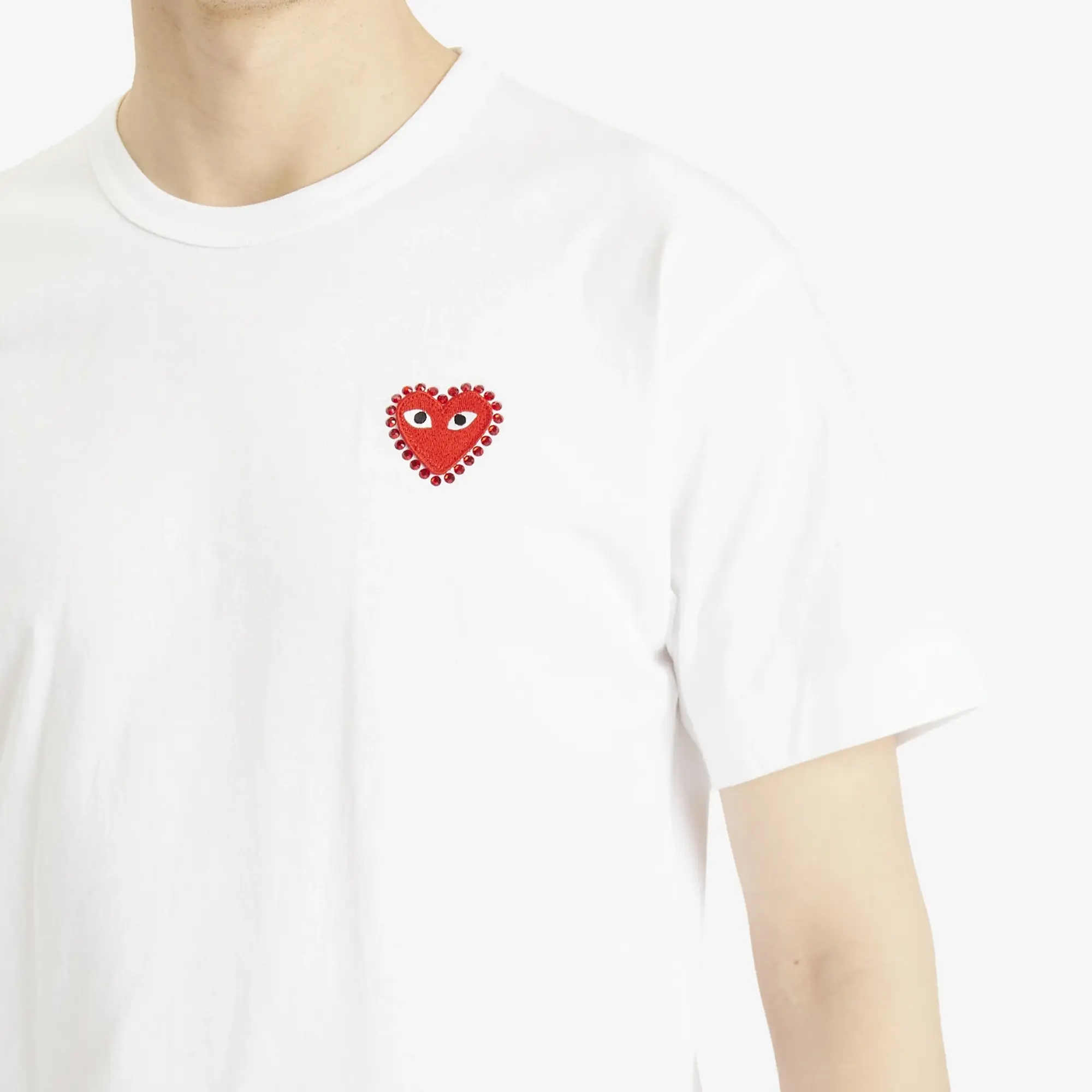 Comme des Garçons Play Men's Studded Heart T-Shirt White/Red