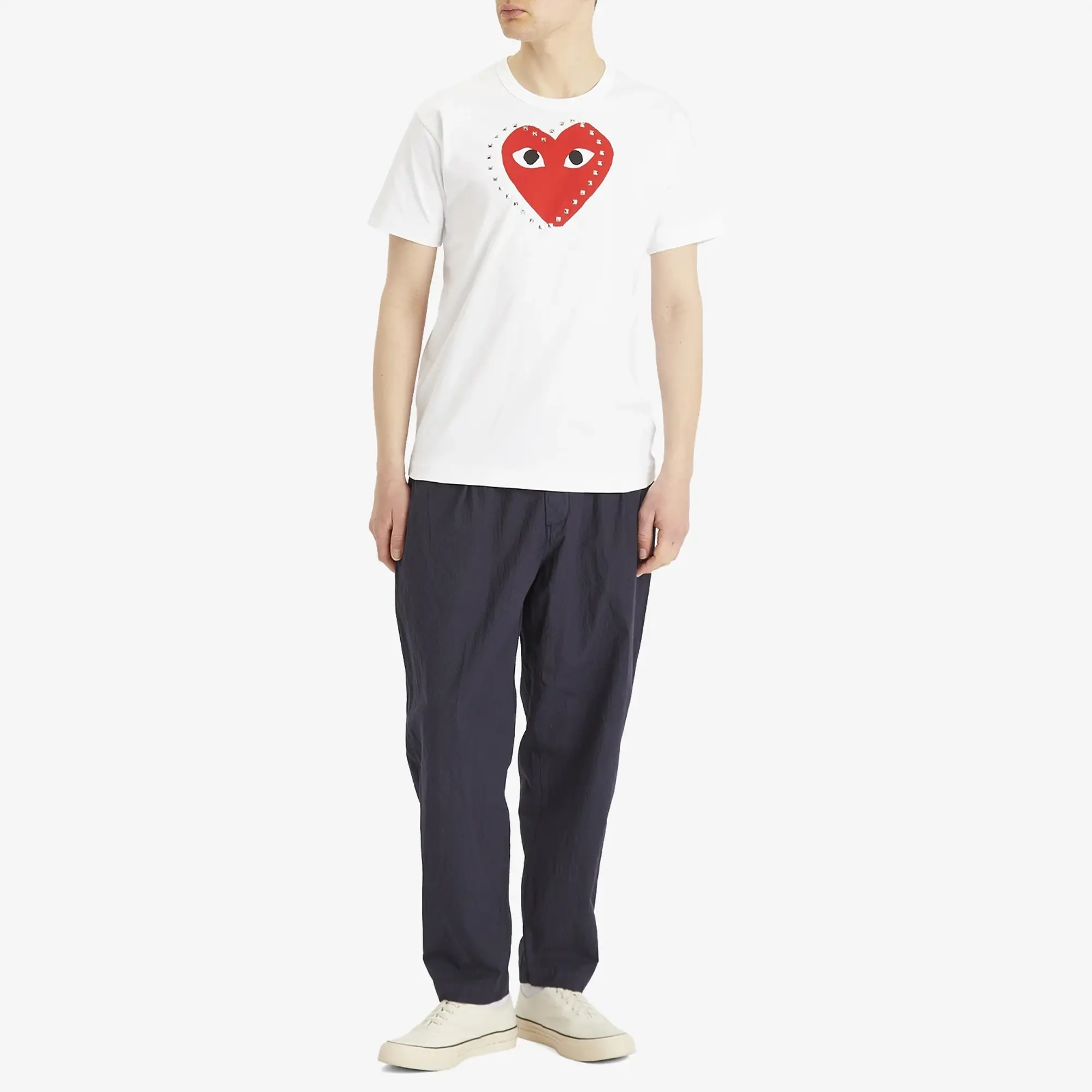 Comme des Garçons Play Men's Studded Large Heart T-Shirt White/Red