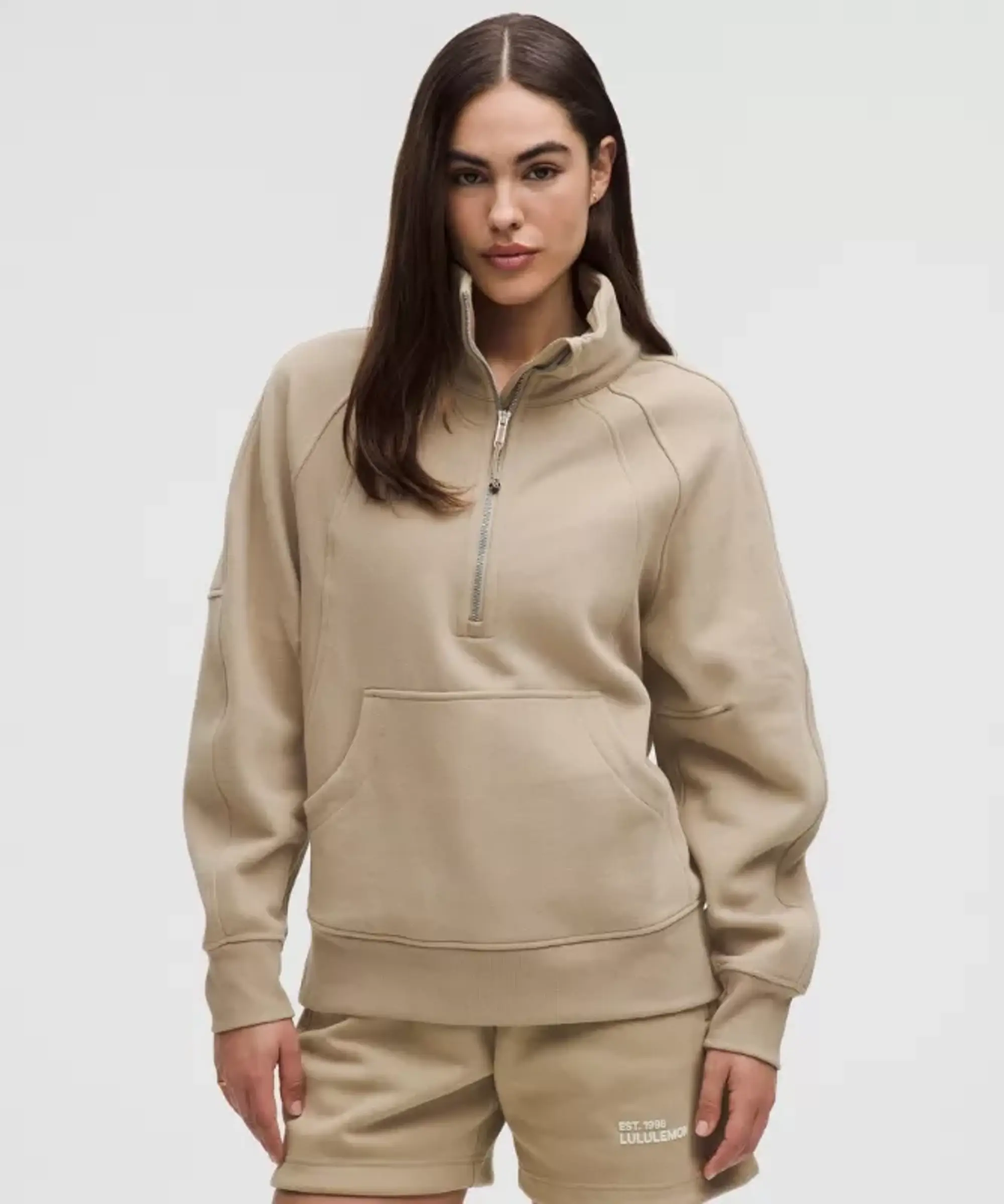 lululemon IE lululemon – Women's Scuba Oversized Funnel-Neck Half Zip Sweatshirt Long – Color Brown – Size XS/S