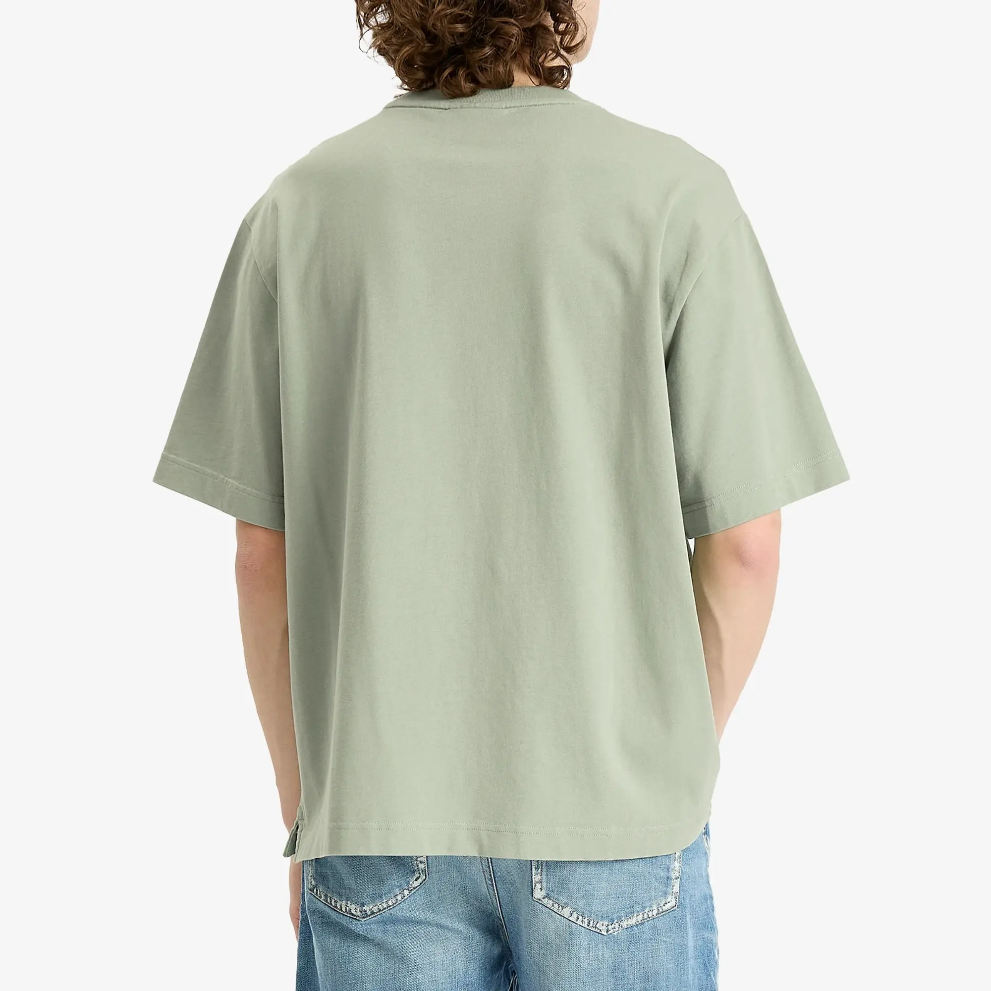 Maison Kitsuné Maison Kitsune Handwriting Embroidery Oversize T-Shirt Vert-De-Gris