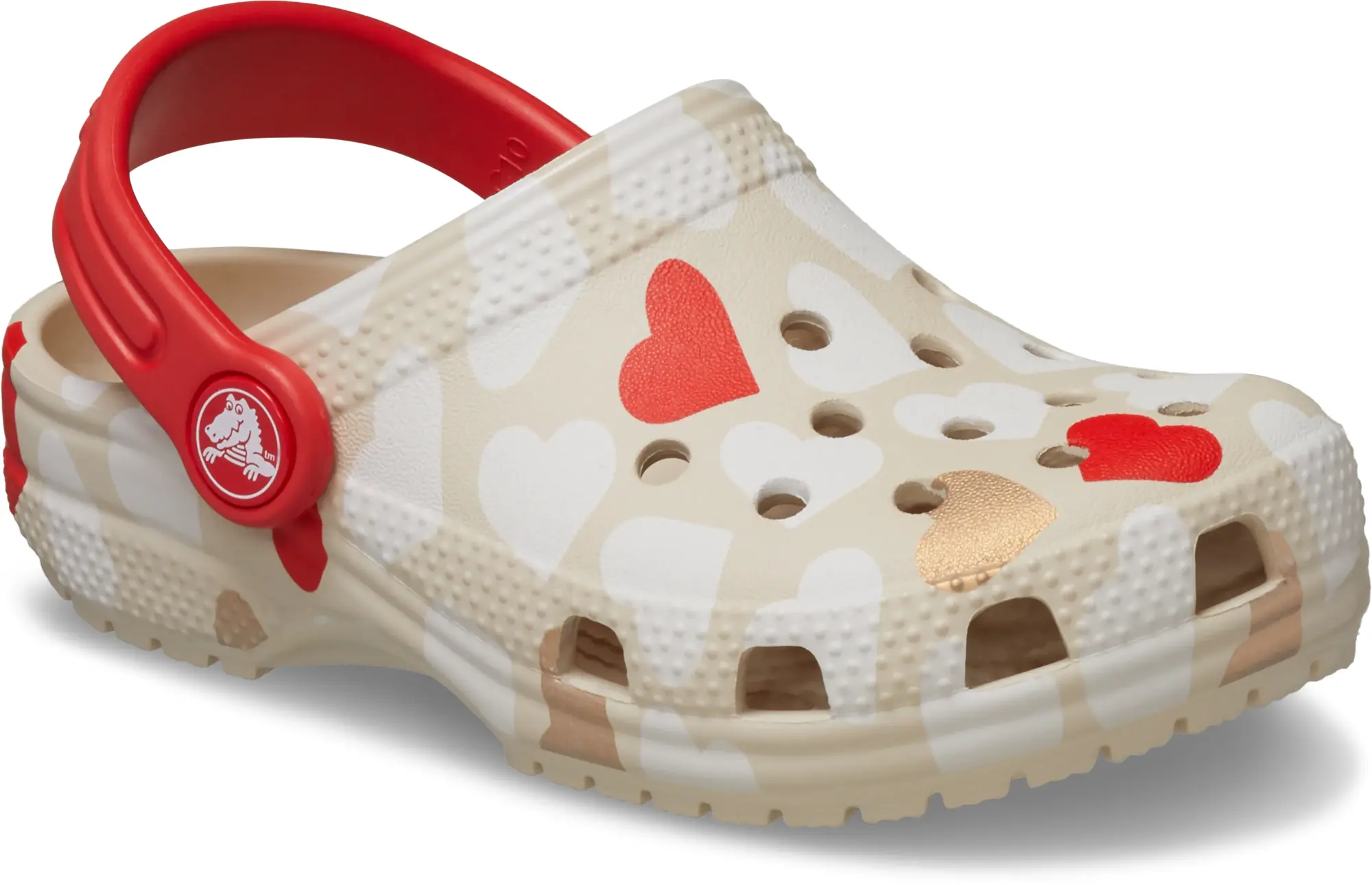 Crocs | Kids | Toddler Classic Heart Print | Clogs | Sandstone / Multi | C10
