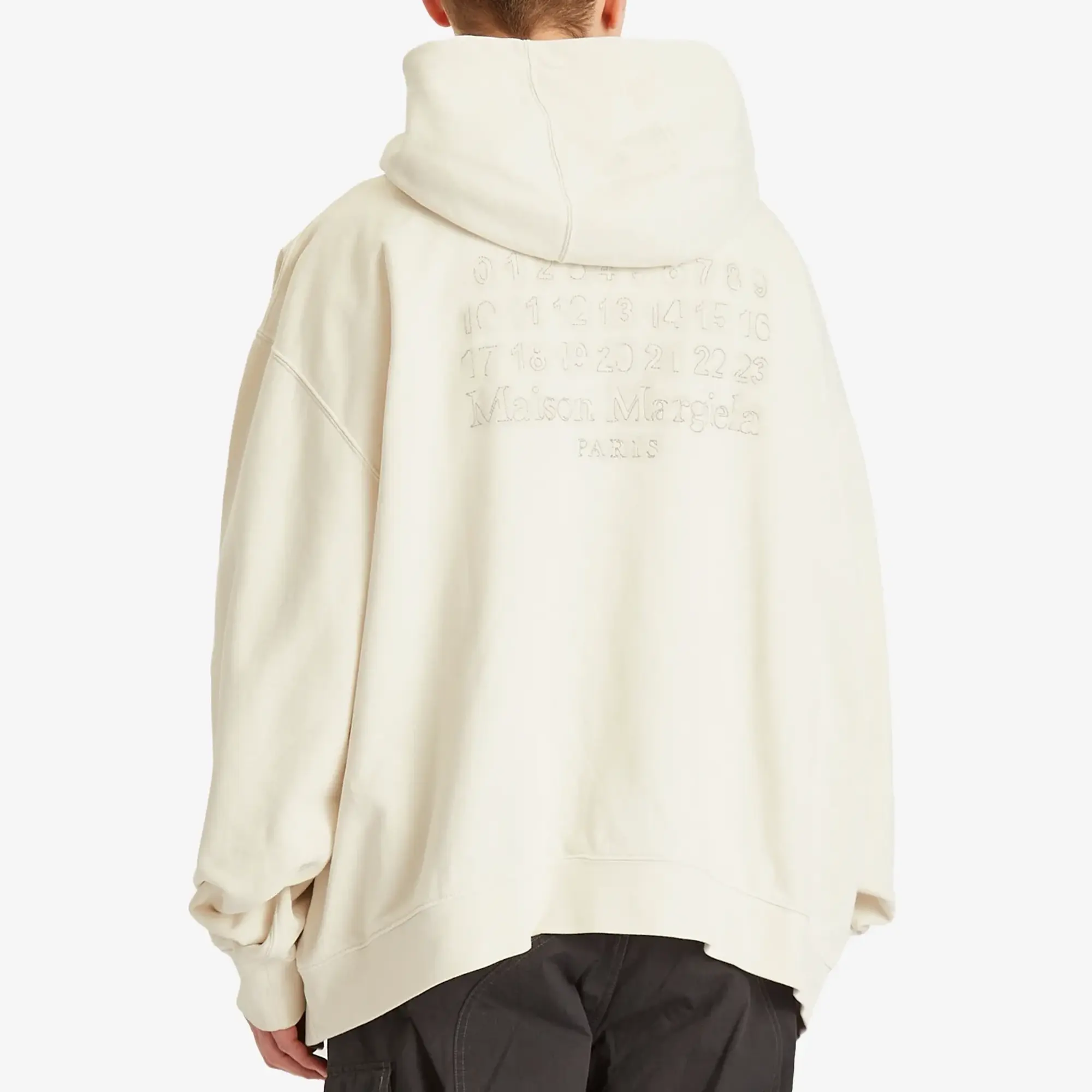 Maison Margiela Men's Numbers Jersey Hoodie Ecru
